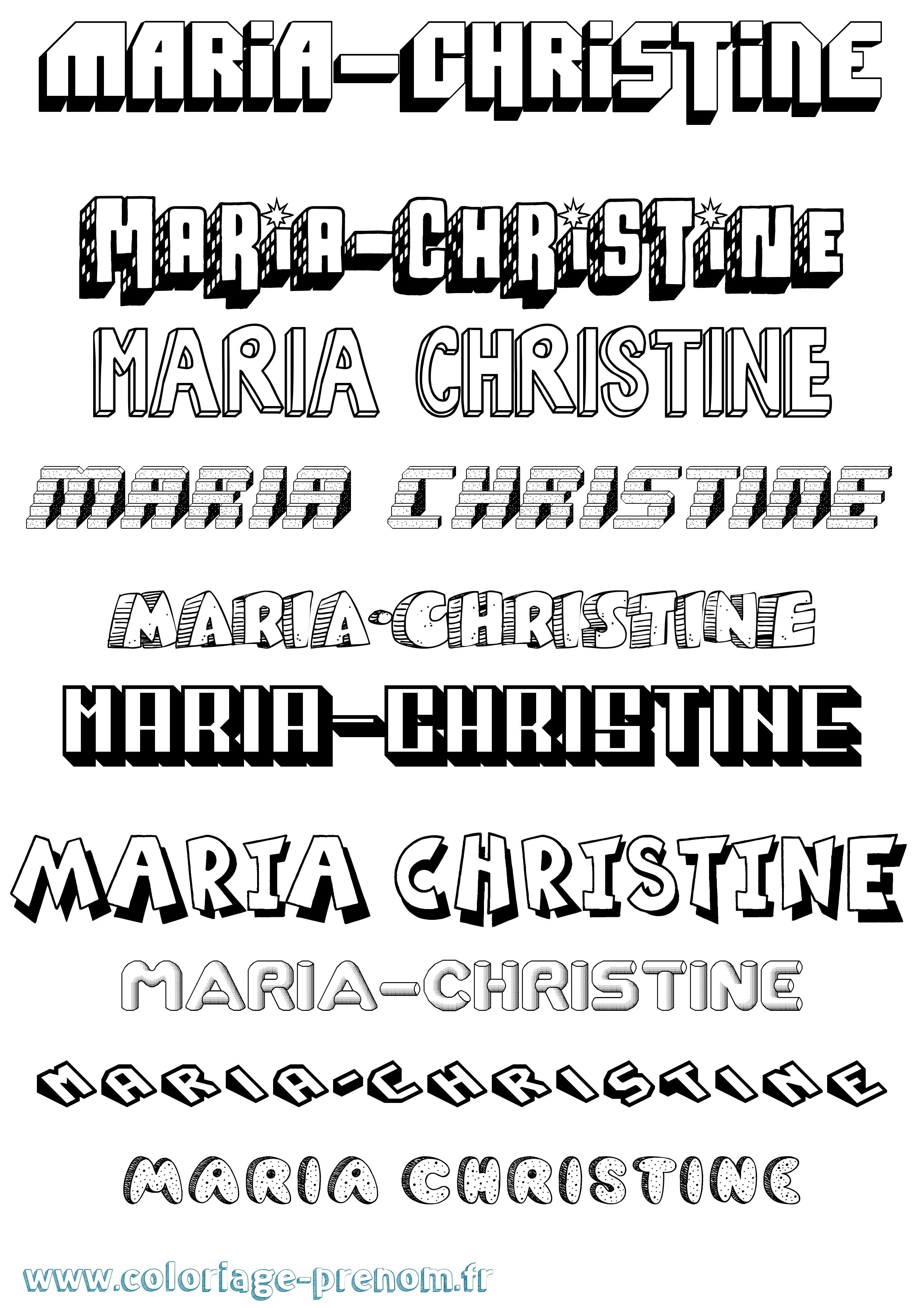 Coloriage Maria-Christine Effet 3D Coloriage prénom Maria-Christine Effet 3D