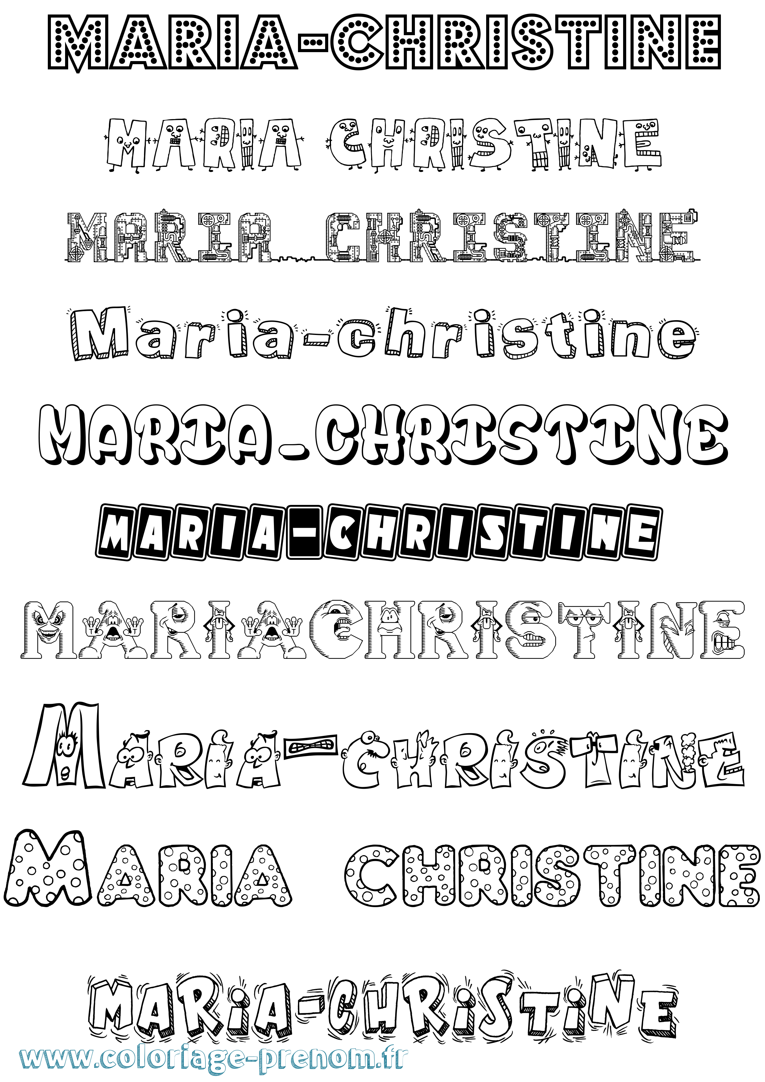 Coloriage Maria-Christine Fun Coloriage prénom Maria-Christine Fun