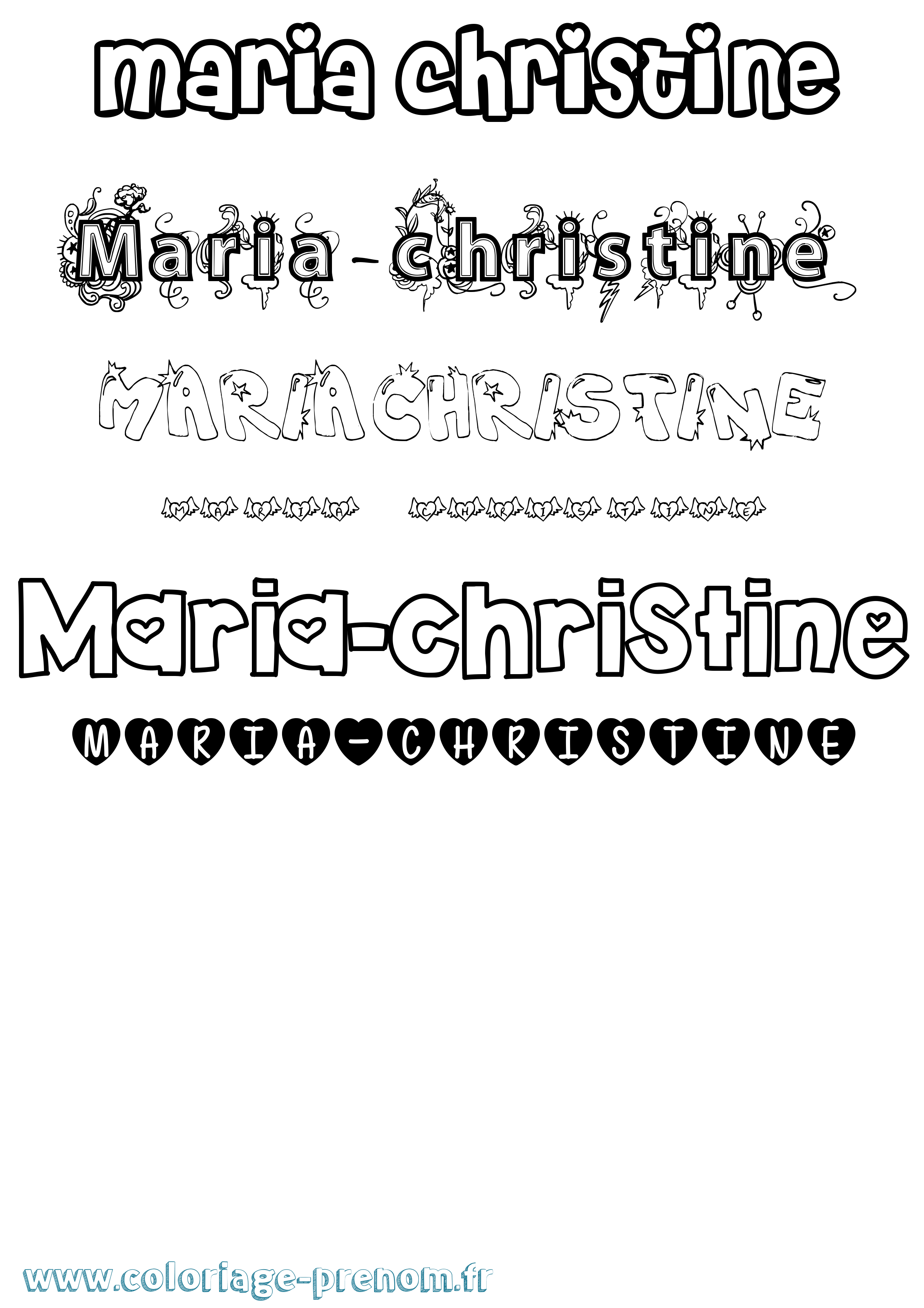Coloriage Maria-Christine Girly Coloriage prénom Maria-Christine Girly