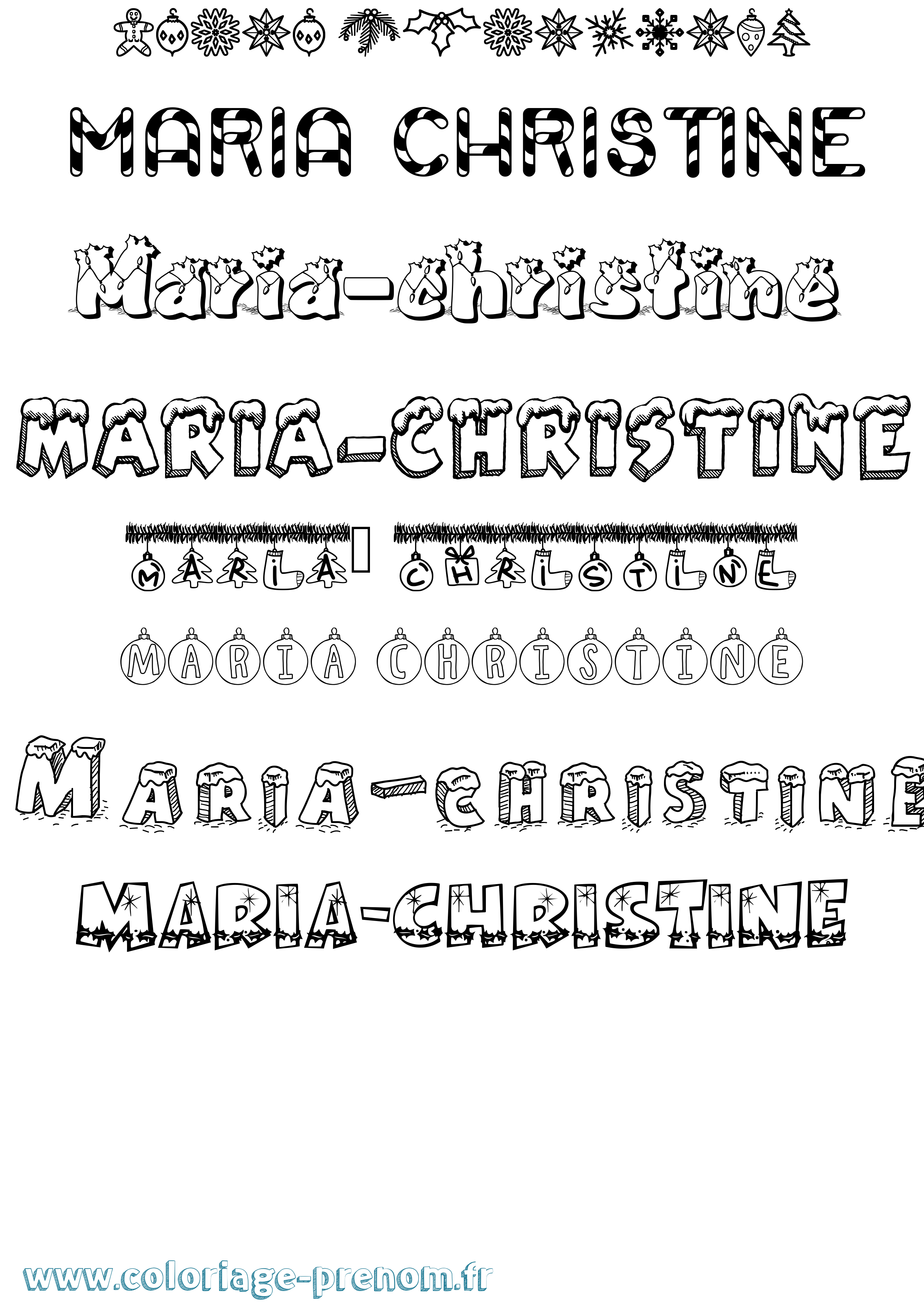 Coloriage Maria-Christine Noël Coloriage prénom Maria-Christine Noël