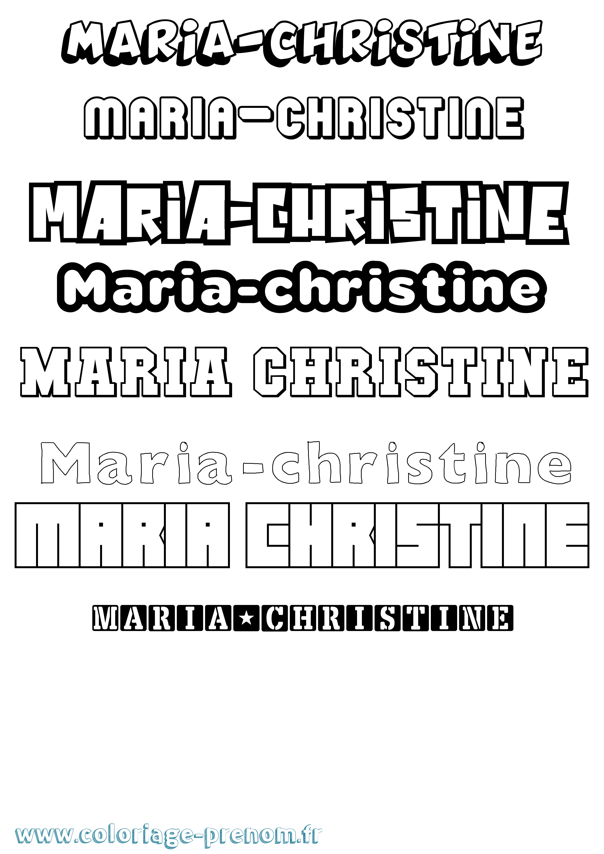 Coloriage Maria-Christine Simple Coloriage prénom Maria-Christine Simple
