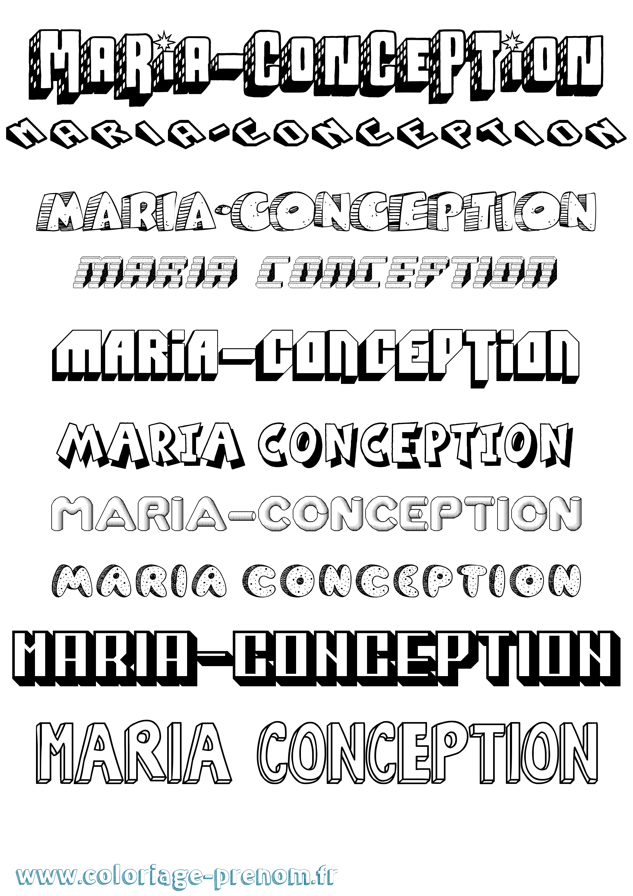 Coloriage Maria-Conception Effet 3D Coloriage prénom Maria-Conception Effet 3D