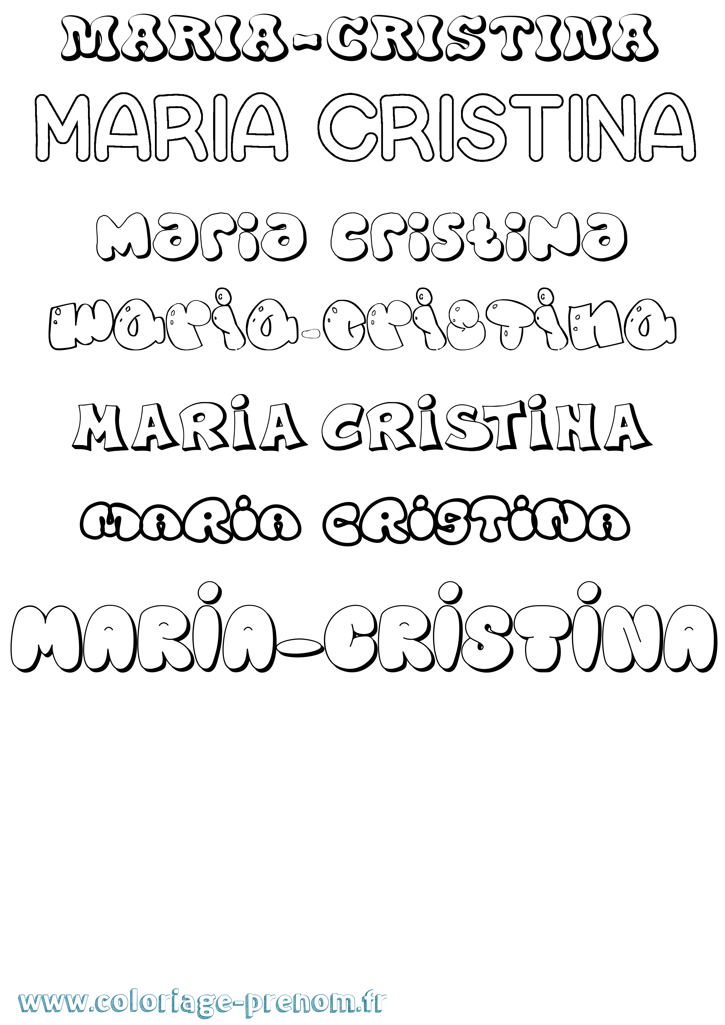 Coloriage Maria-Cristina Bubble Coloriage prénom Maria-Cristina Bubble