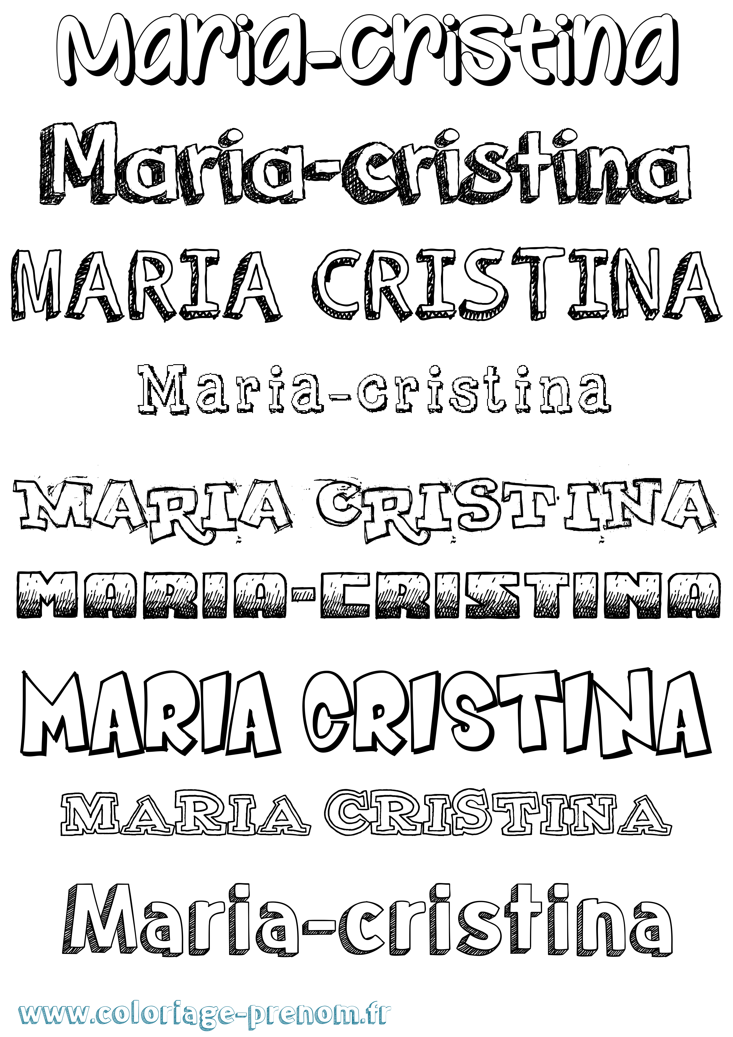 Coloriage Maria-Cristina Dessiné Coloriage prénom Maria-Cristina Dessiné