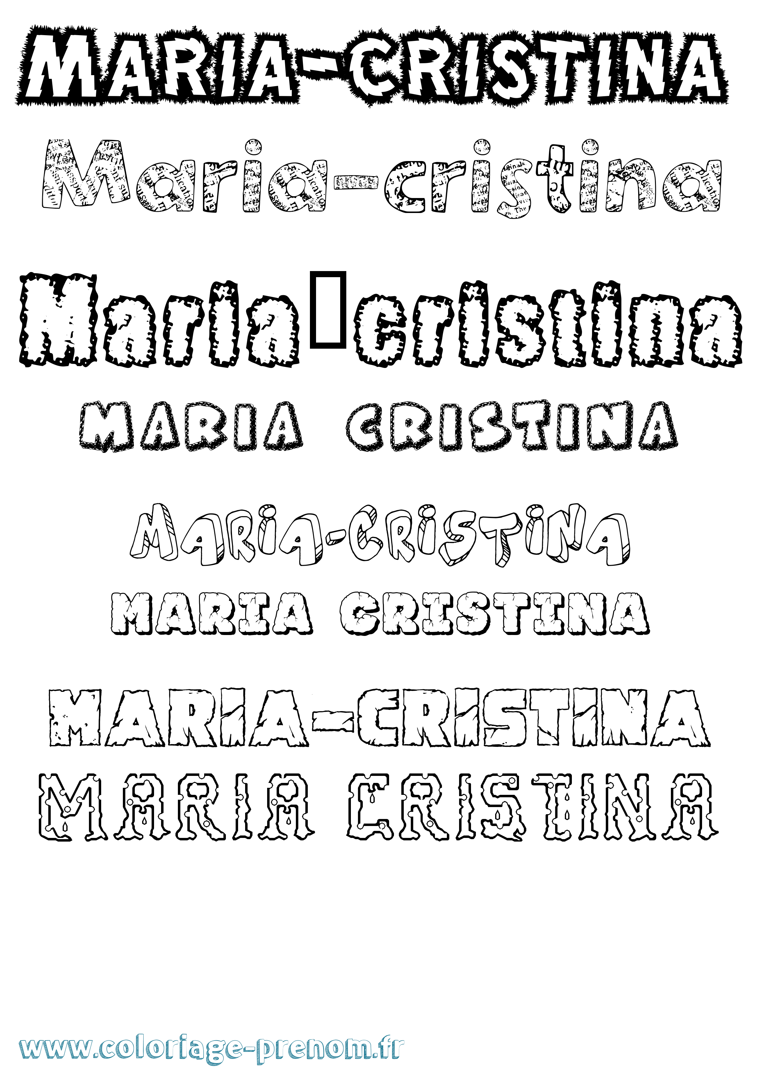 Coloriage Maria-Cristina Destructuré Coloriage prénom Maria-Cristina Destructuré