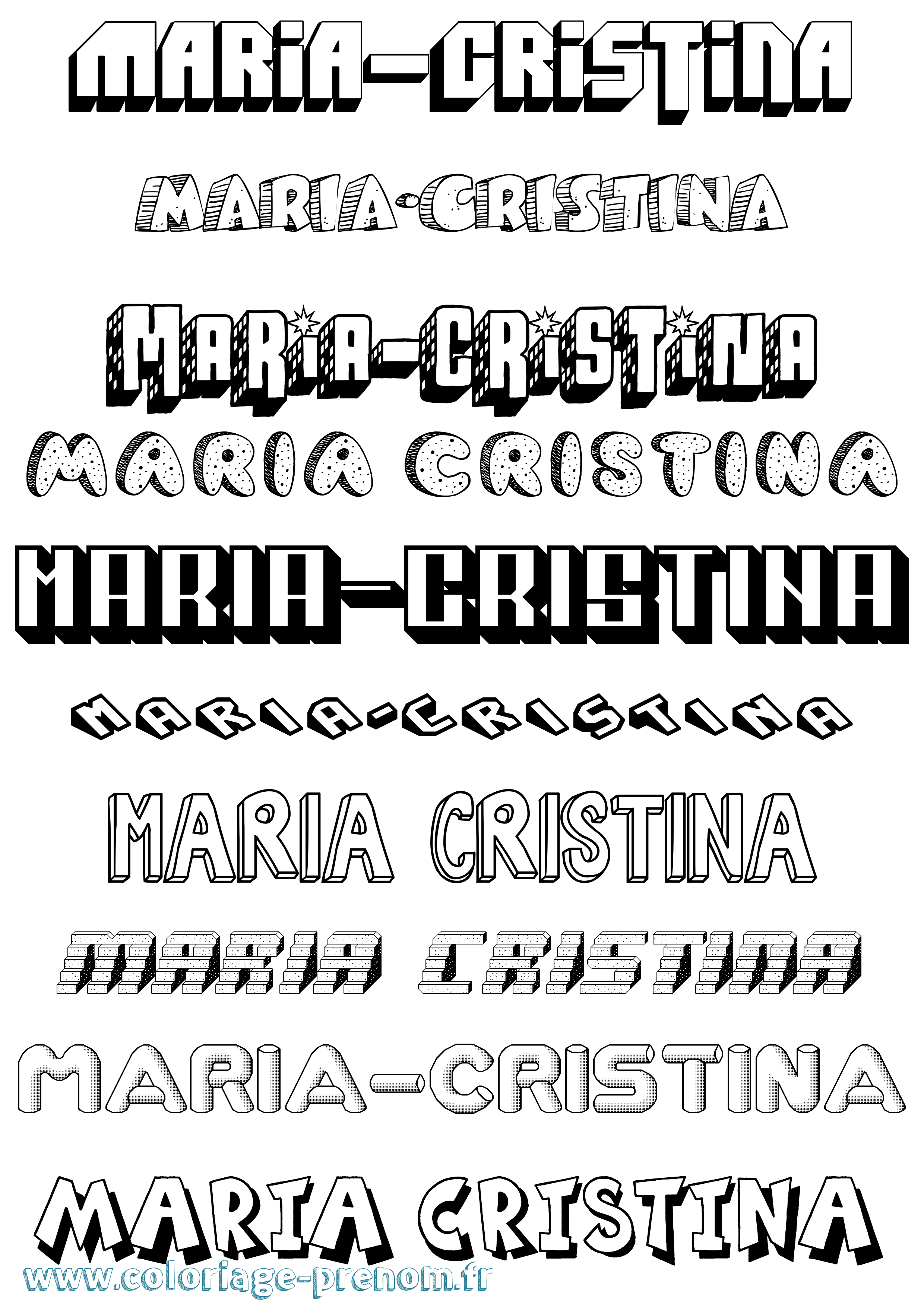 Coloriage Maria-Cristina Effet 3D Coloriage prénom Maria-Cristina Effet 3D
