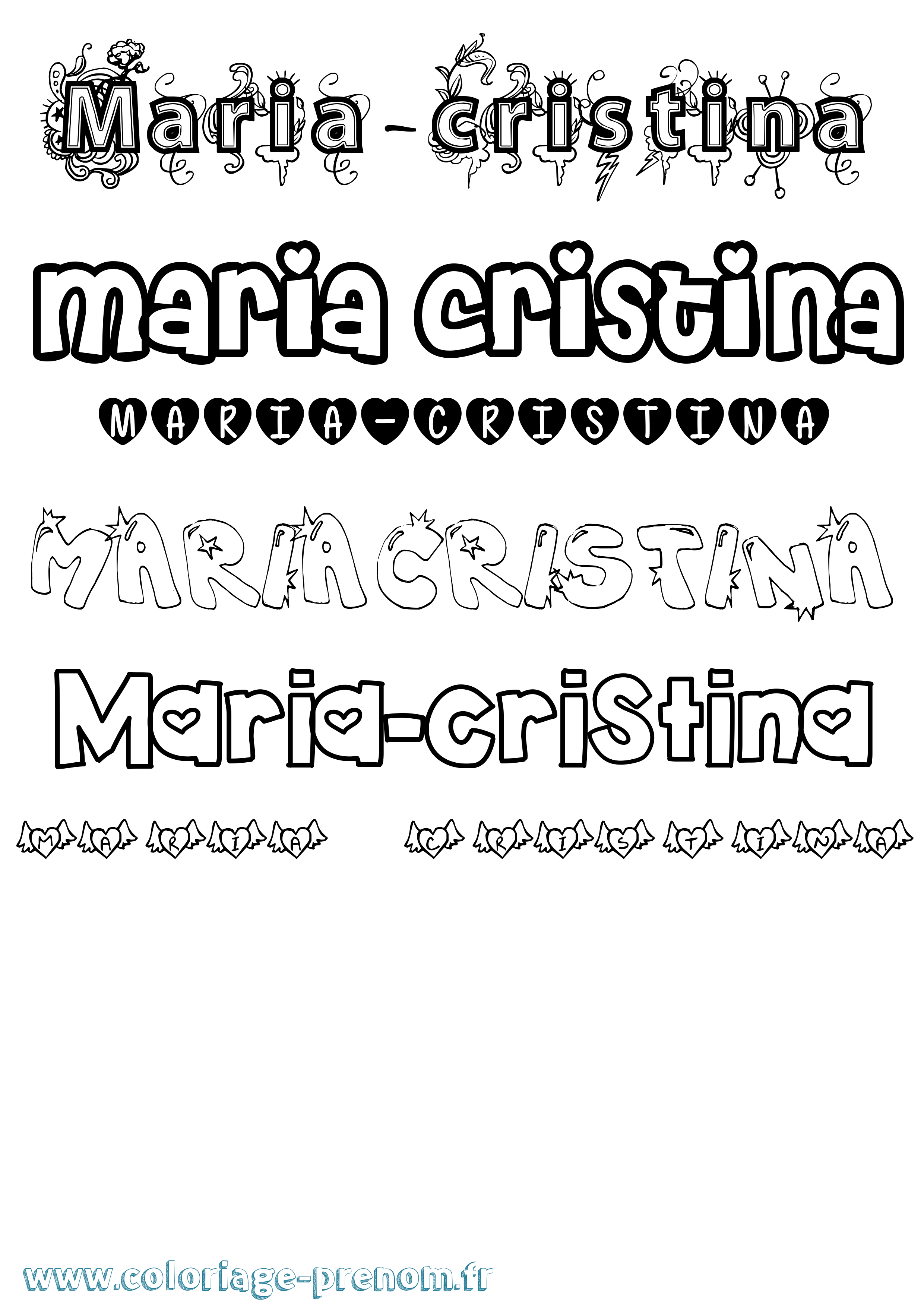 Coloriage Maria-Cristina Girly Coloriage prénom Maria-Cristina Girly