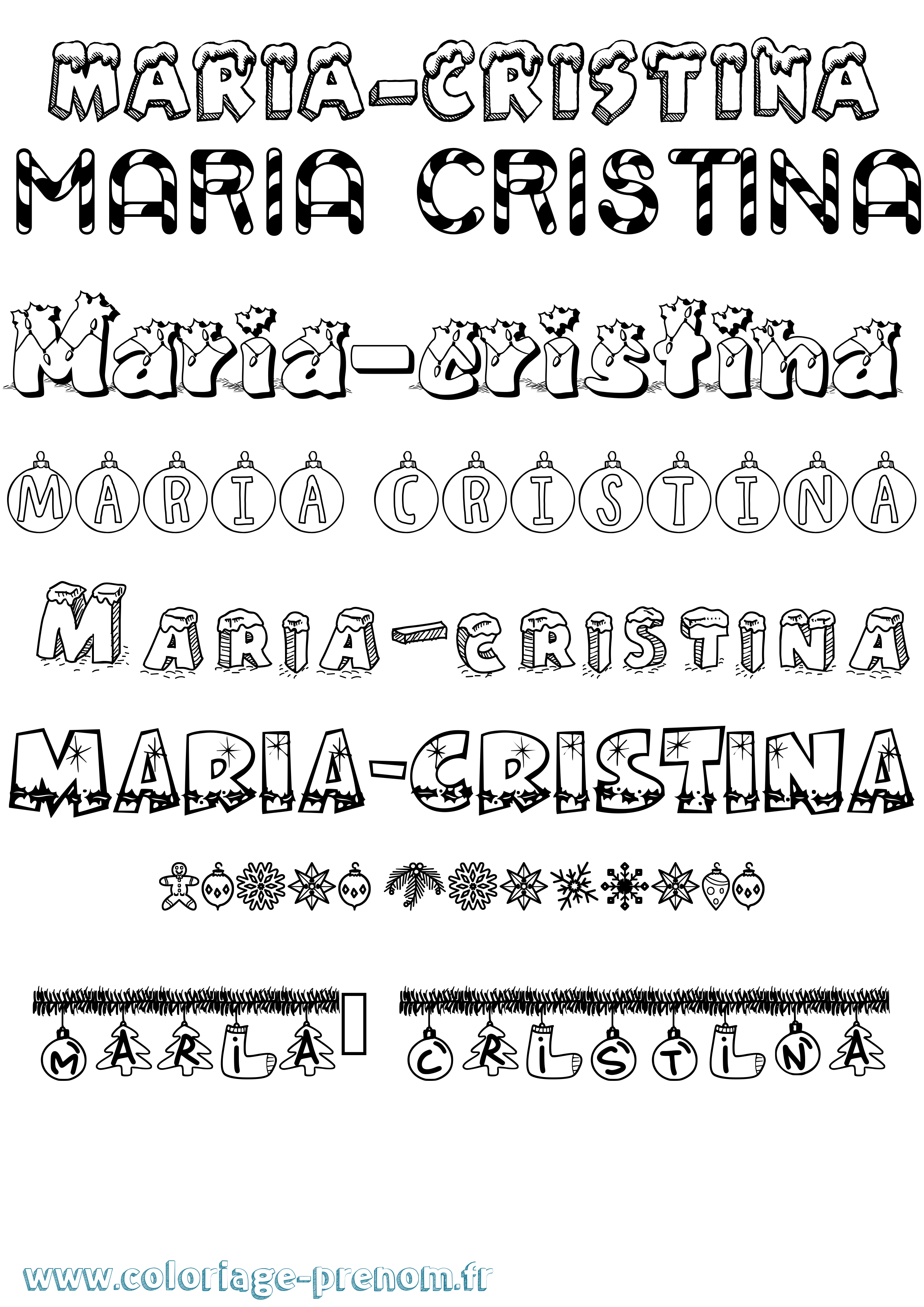 Coloriage Maria-Cristina Noël Coloriage prénom Maria-Cristina Noël