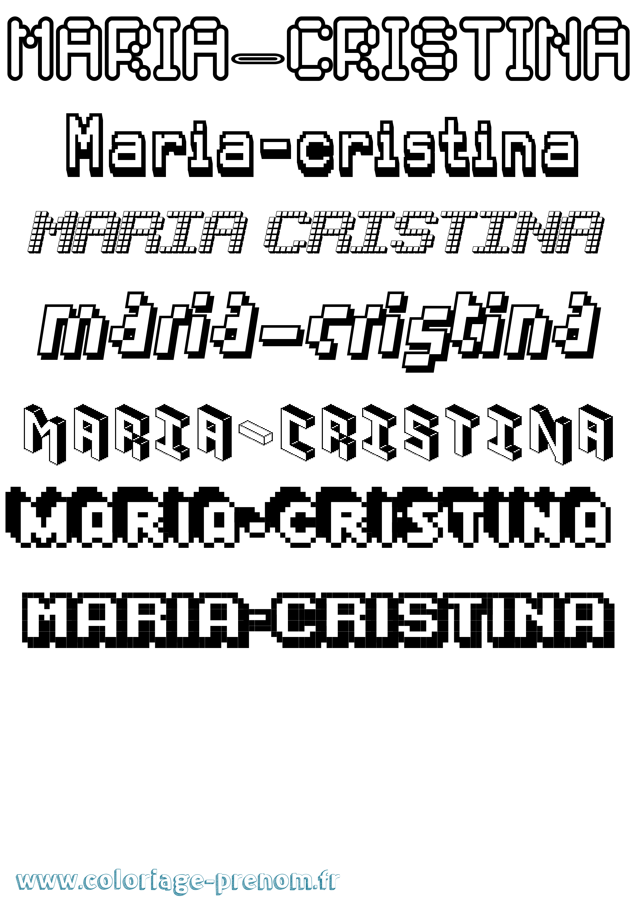 Coloriage Maria-Cristina Pixel Coloriage prénom Maria-Cristina Pixel