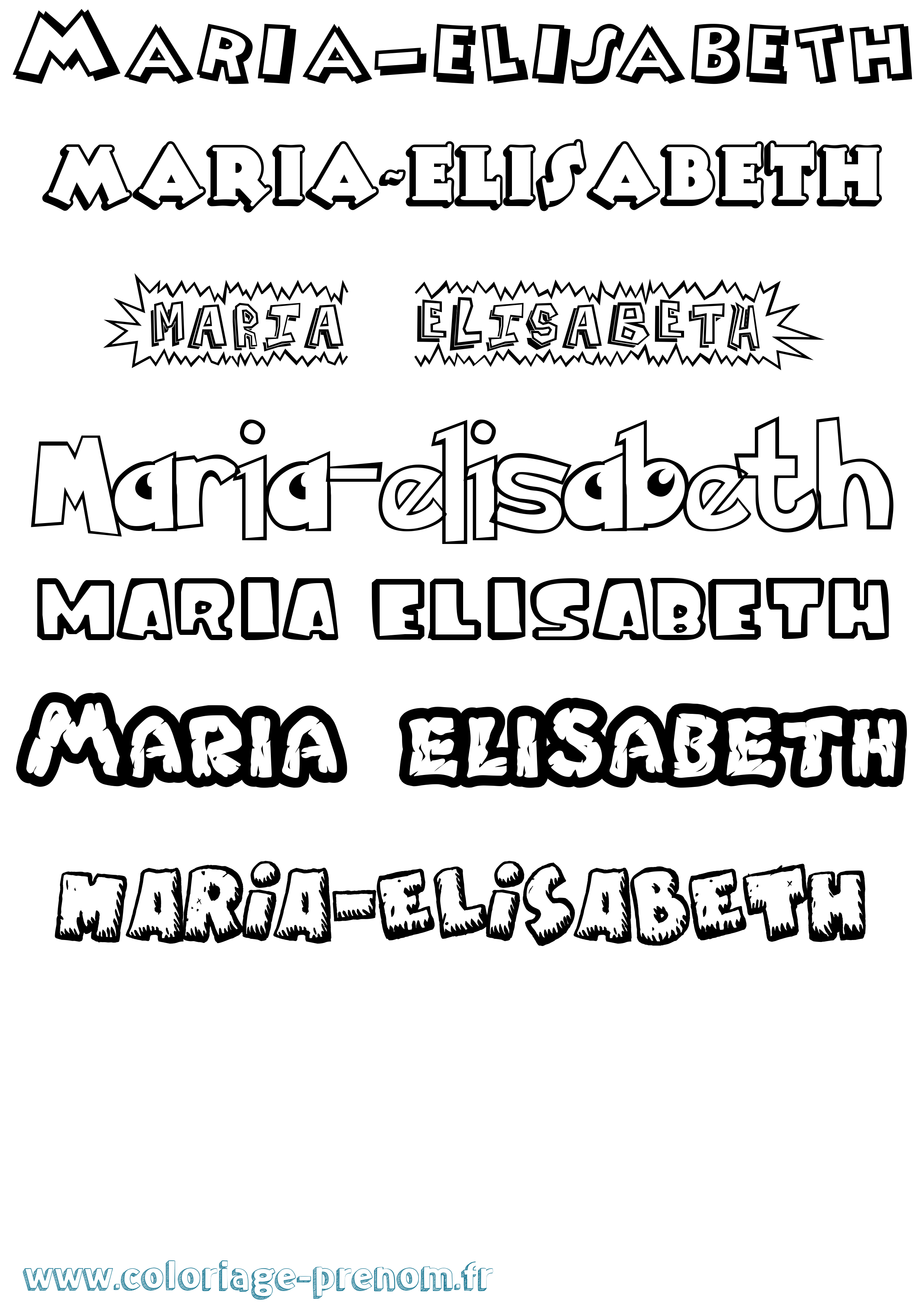 Coloriage Maria-Elisabeth Dessin Animé Coloriage prénom Maria-Elisabeth Dessin Animé