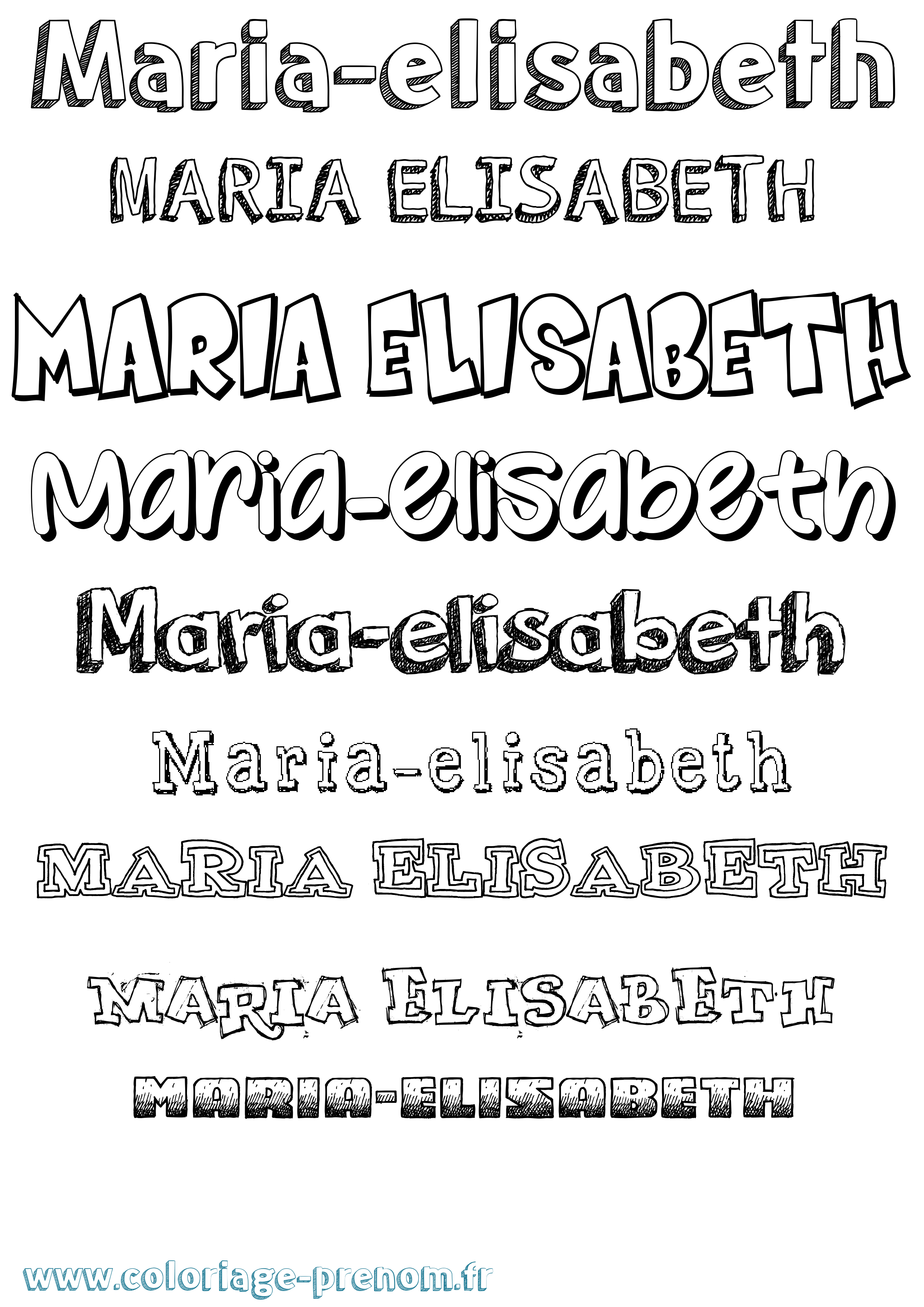 Coloriage Maria-Elisabeth Dessiné Coloriage prénom Maria-Elisabeth Dessiné