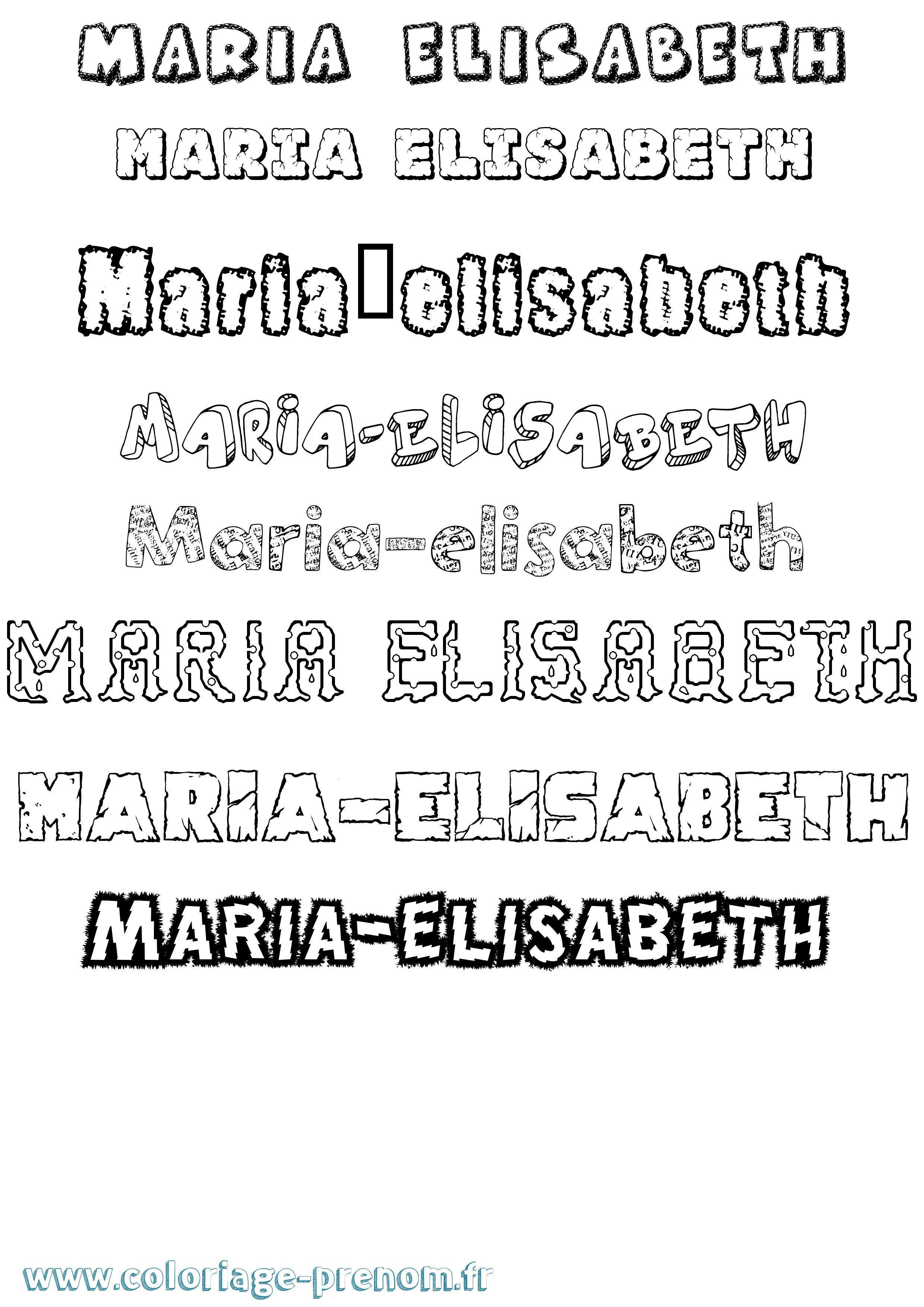 Coloriage Maria-Elisabeth Destructuré Coloriage prénom Maria-Elisabeth Destructuré