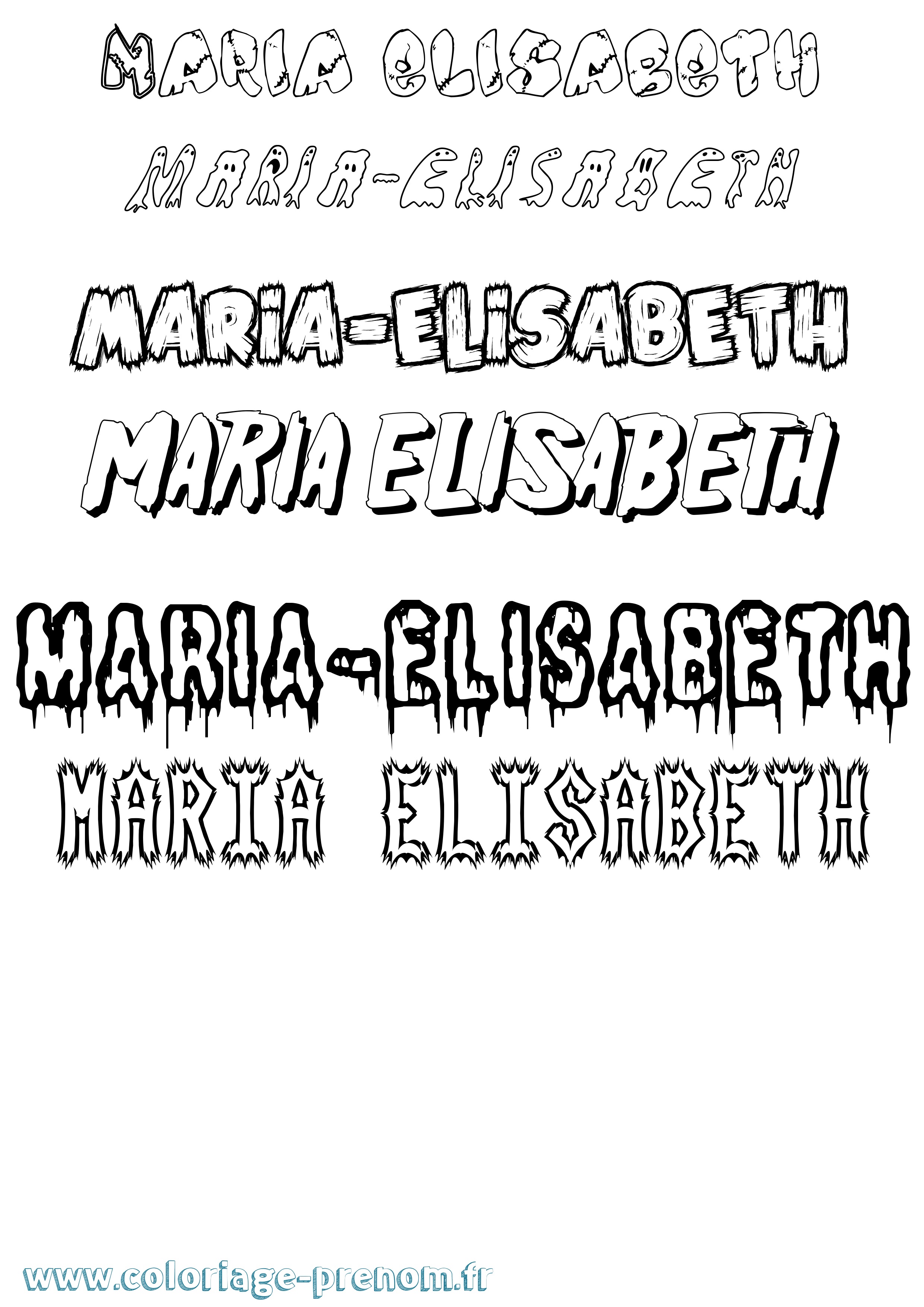 Coloriage Maria-Elisabeth Frisson Coloriage prénom Maria-Elisabeth Frisson