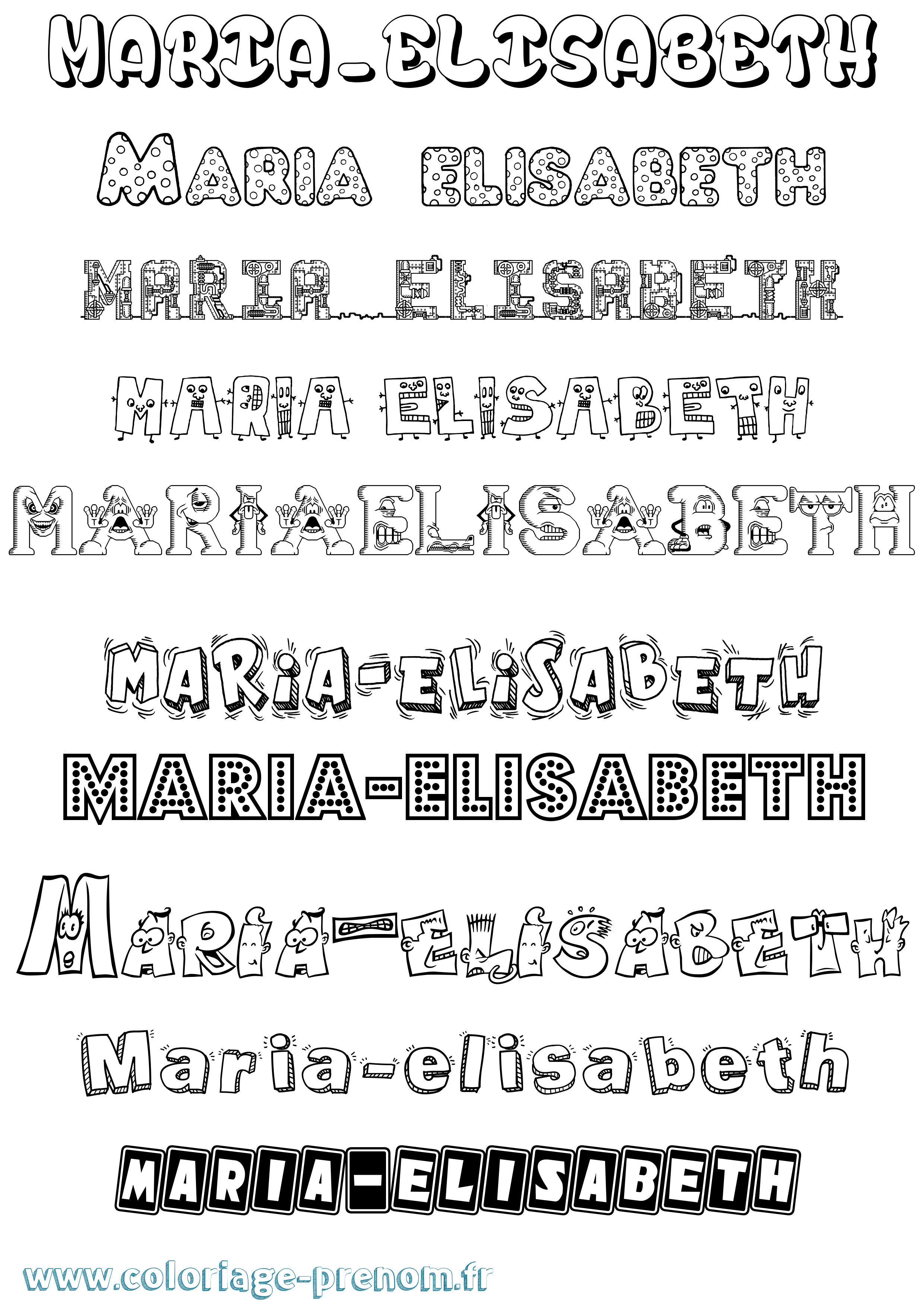 Coloriage Maria-Elisabeth Fun Coloriage prénom Maria-Elisabeth Fun