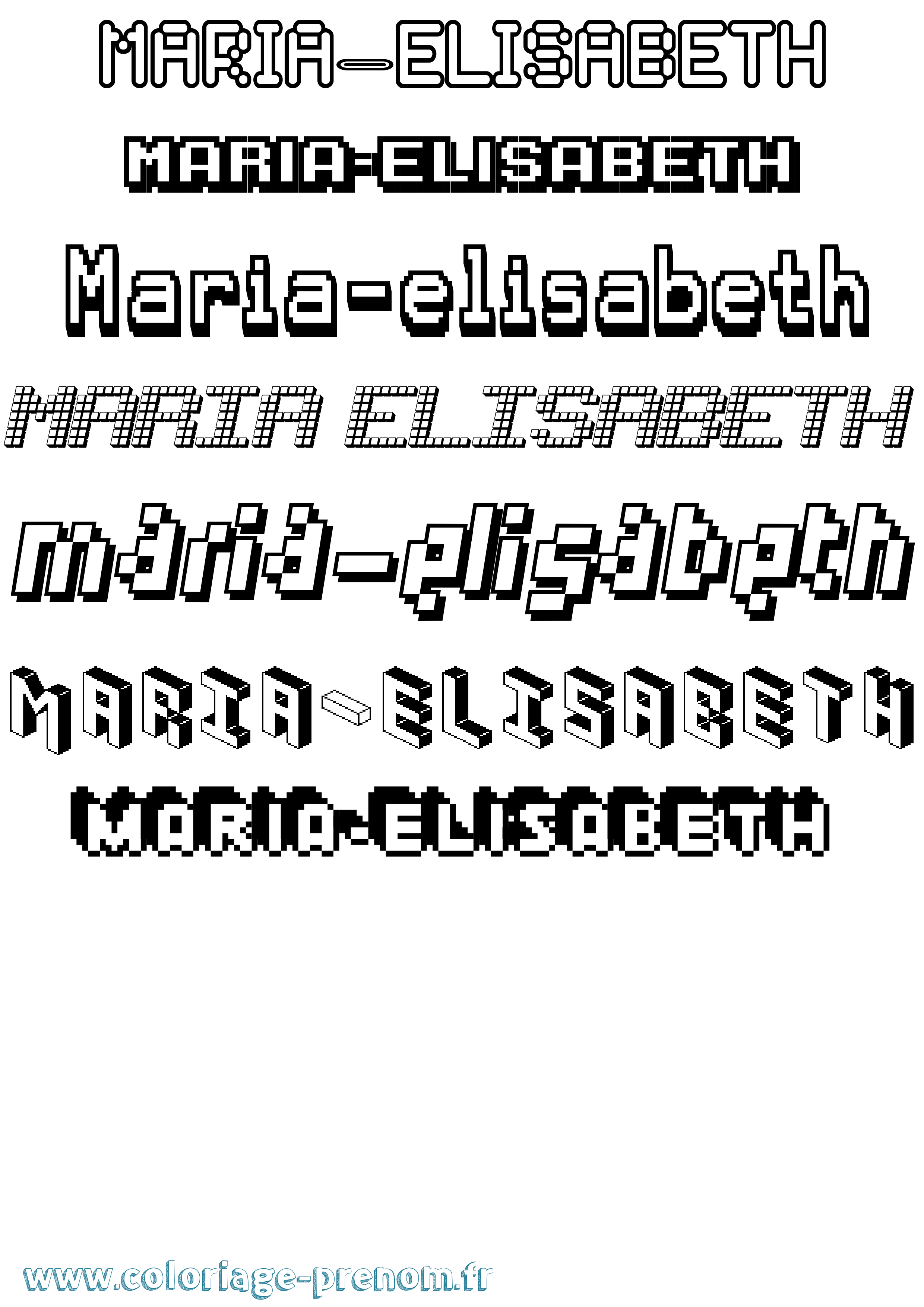 Coloriage Maria-Elisabeth Pixel Coloriage prénom Maria-Elisabeth Pixel