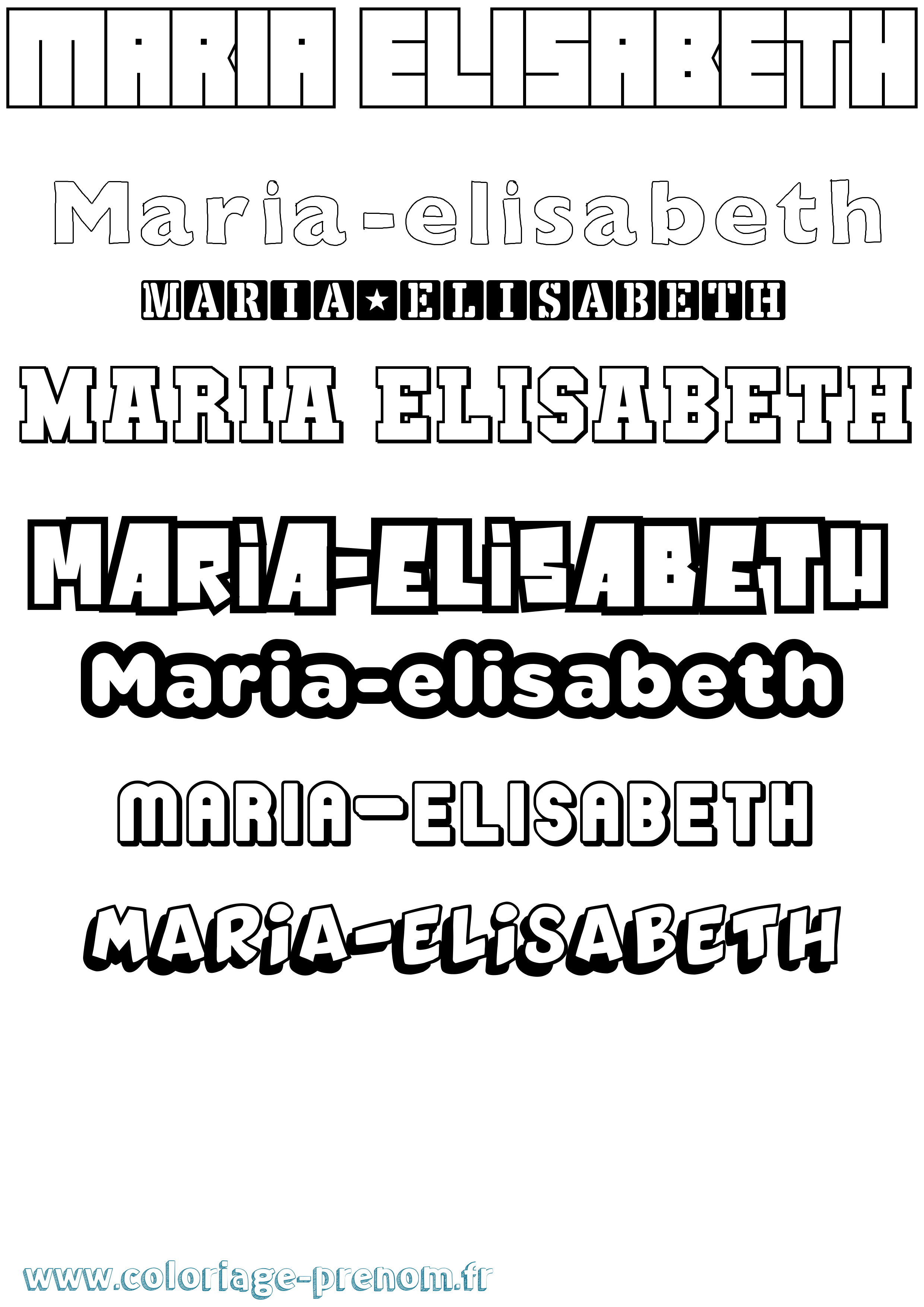 Coloriage Maria-Elisabeth Simple Coloriage prénom Maria-Elisabeth Simple