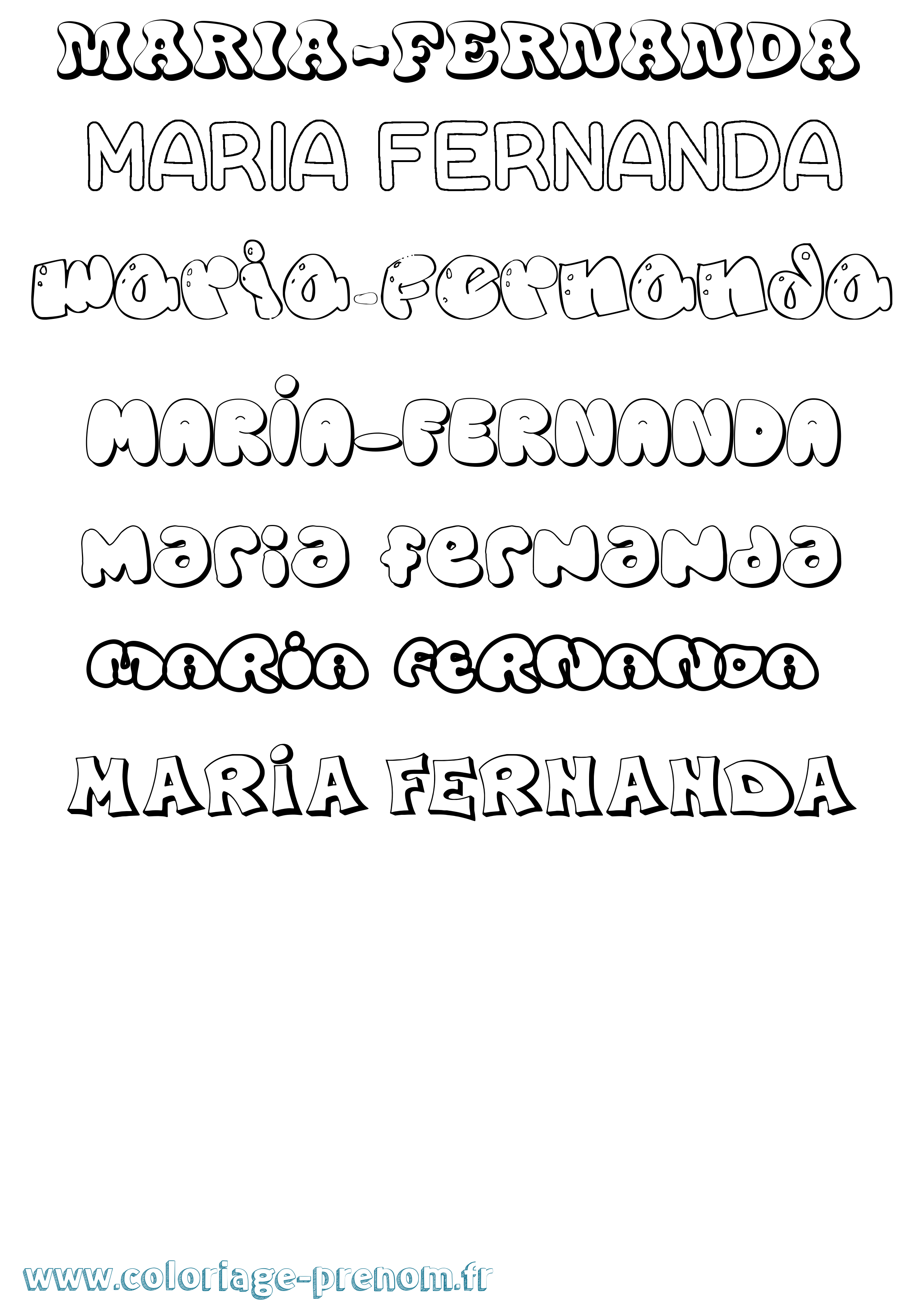 Coloriage Maria-Fernanda Bubble Coloriage prénom Maria-Fernanda Bubble