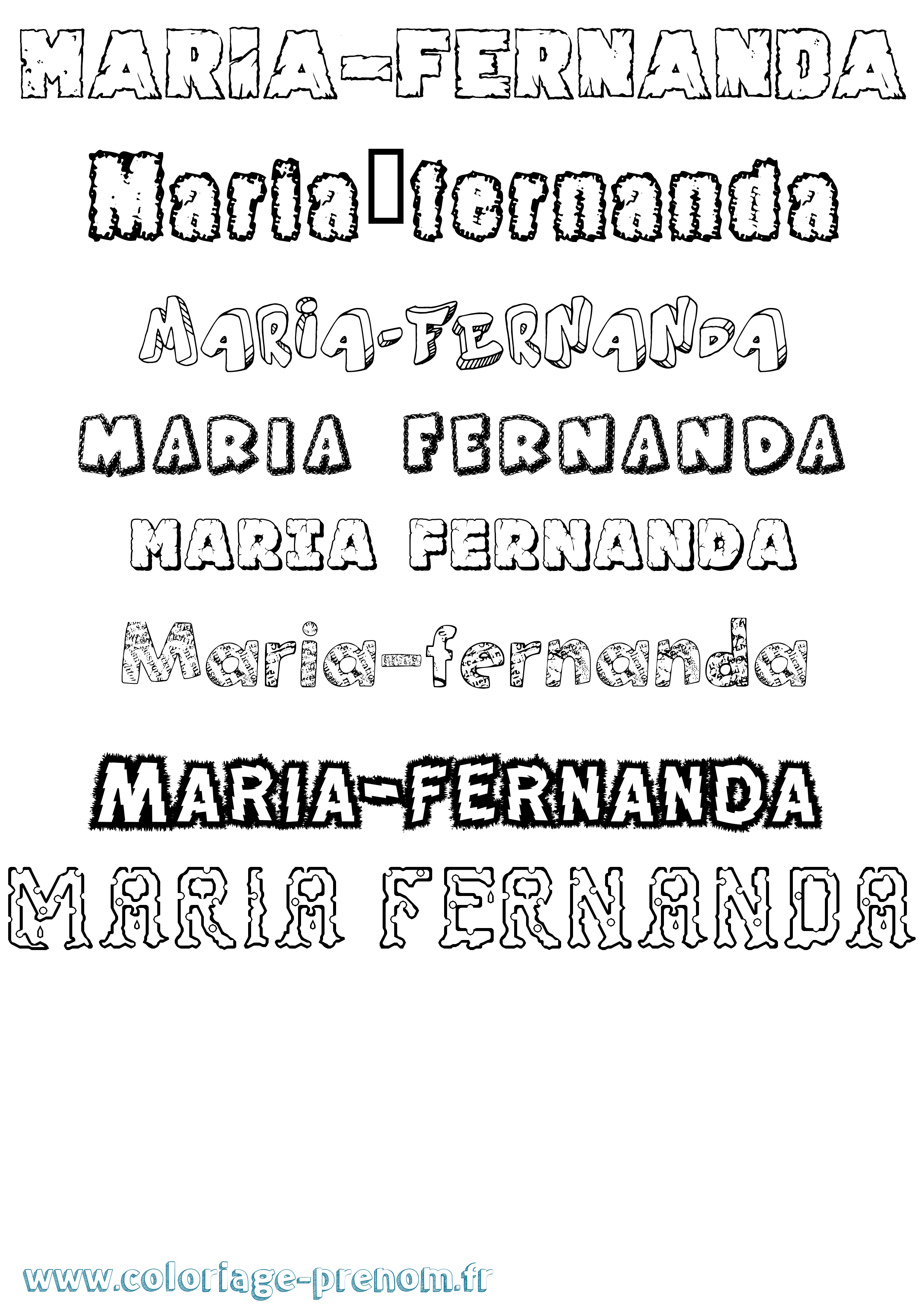 Coloriage Maria-Fernanda Destructuré Coloriage prénom Maria-Fernanda Destructuré