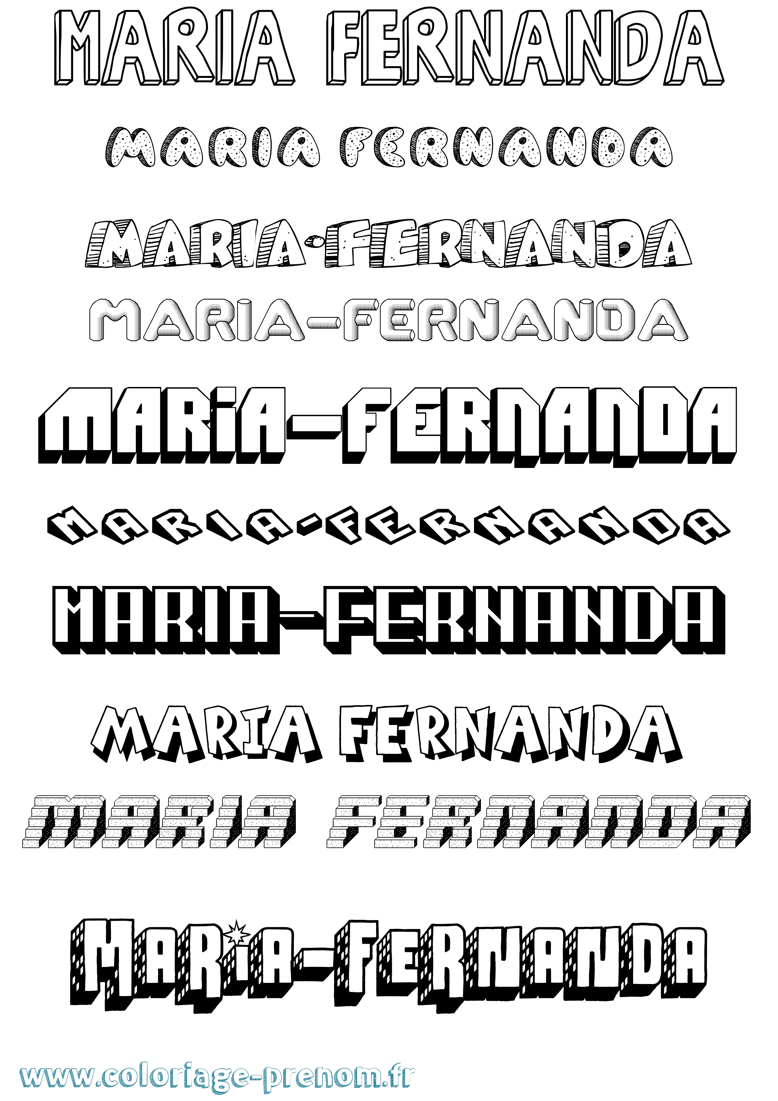 Coloriage Maria-Fernanda Effet 3D Coloriage prénom Maria-Fernanda Effet 3D