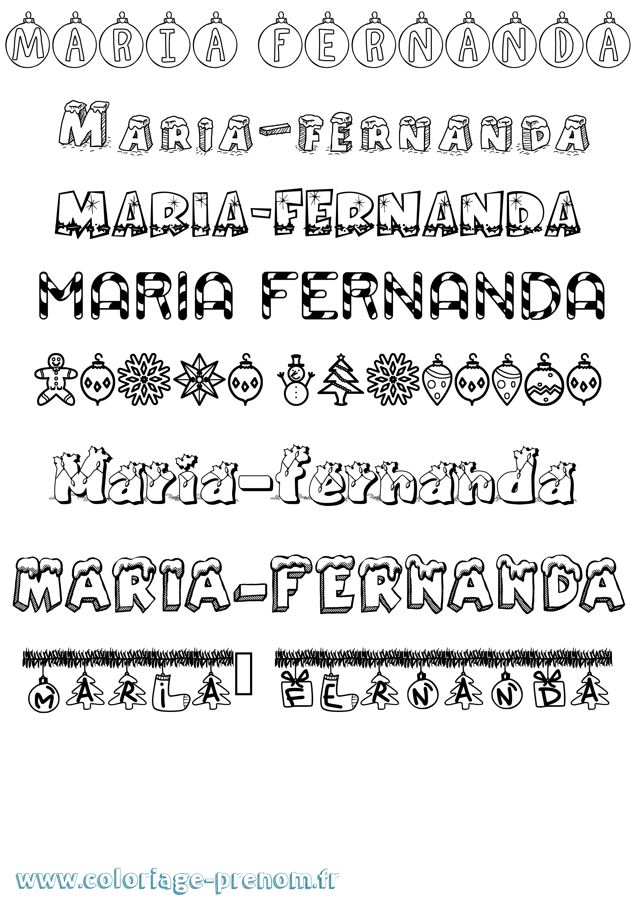 Coloriage Maria-Fernanda Noël Coloriage prénom Maria-Fernanda Noël