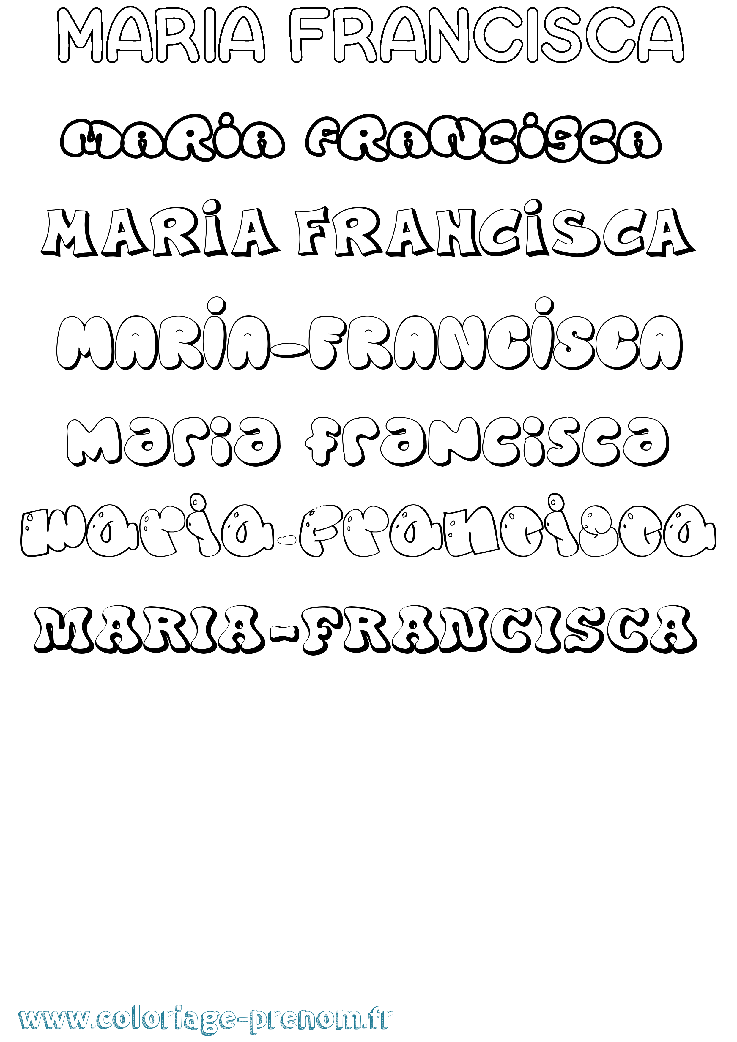 Coloriage Maria-Francisca Bubble Coloriage prénom Maria-Francisca Bubble