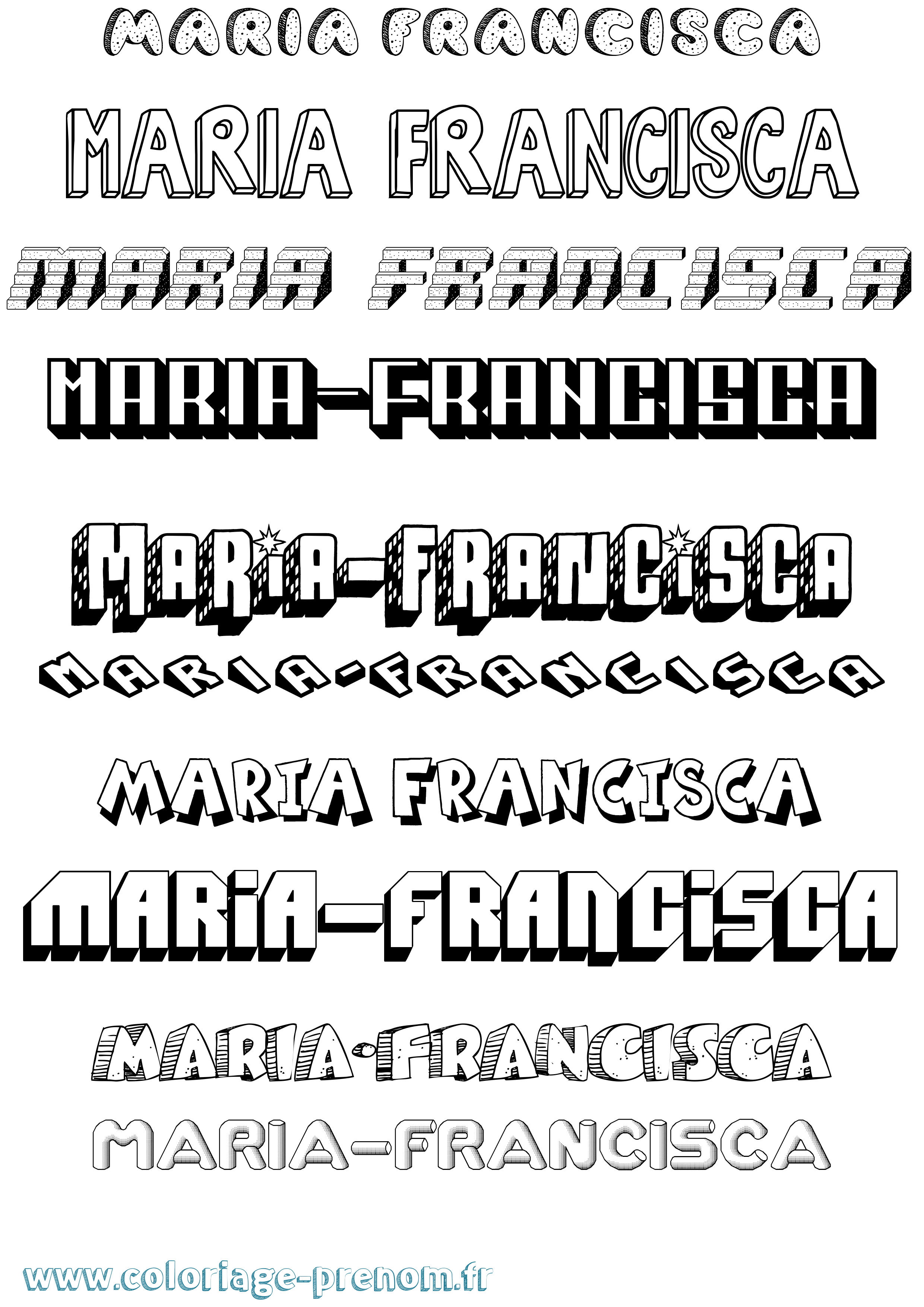Coloriage Maria-Francisca Effet 3D Coloriage prénom Maria-Francisca Effet 3D