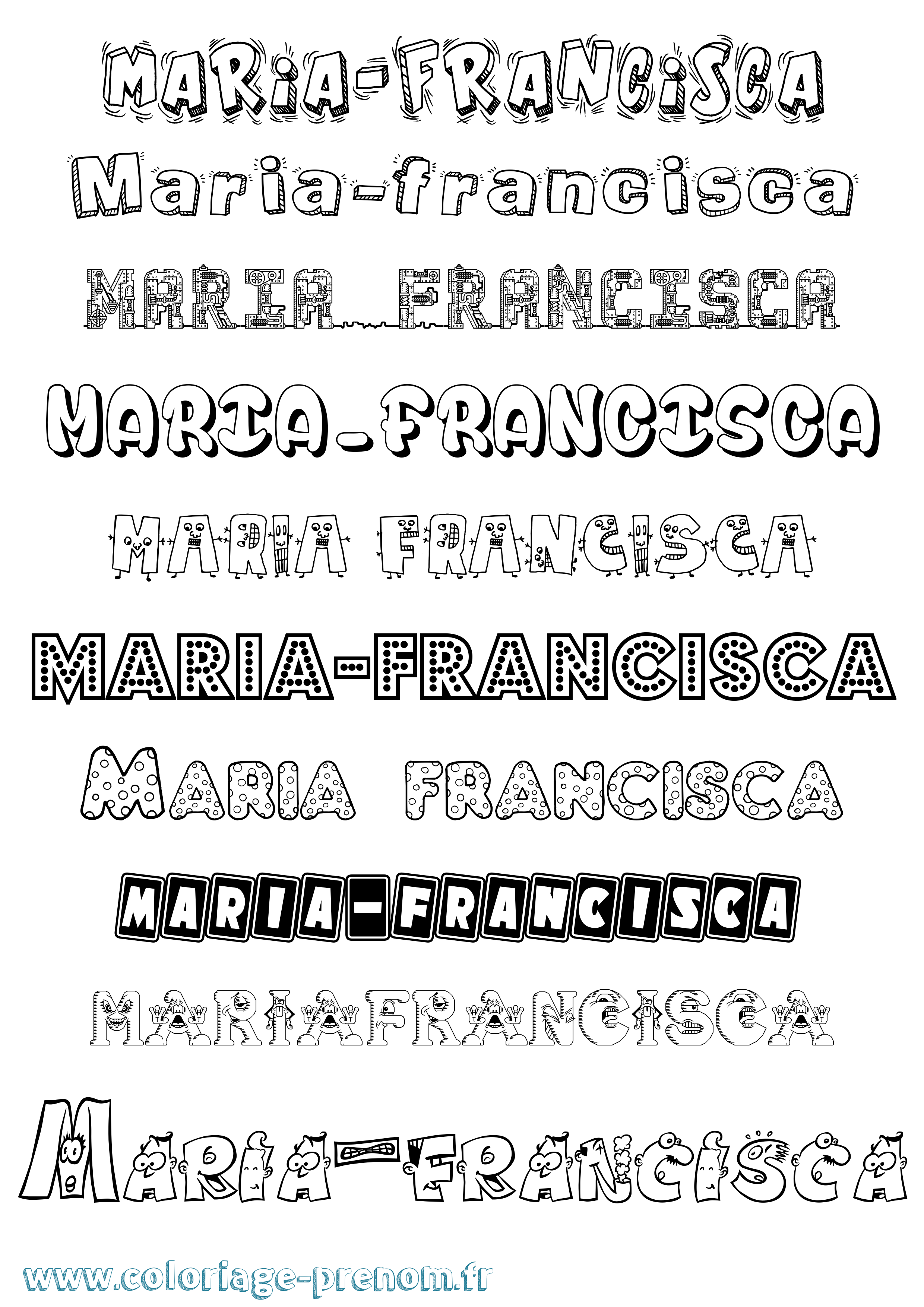 Coloriage Maria-Francisca Fun Coloriage prénom Maria-Francisca Fun