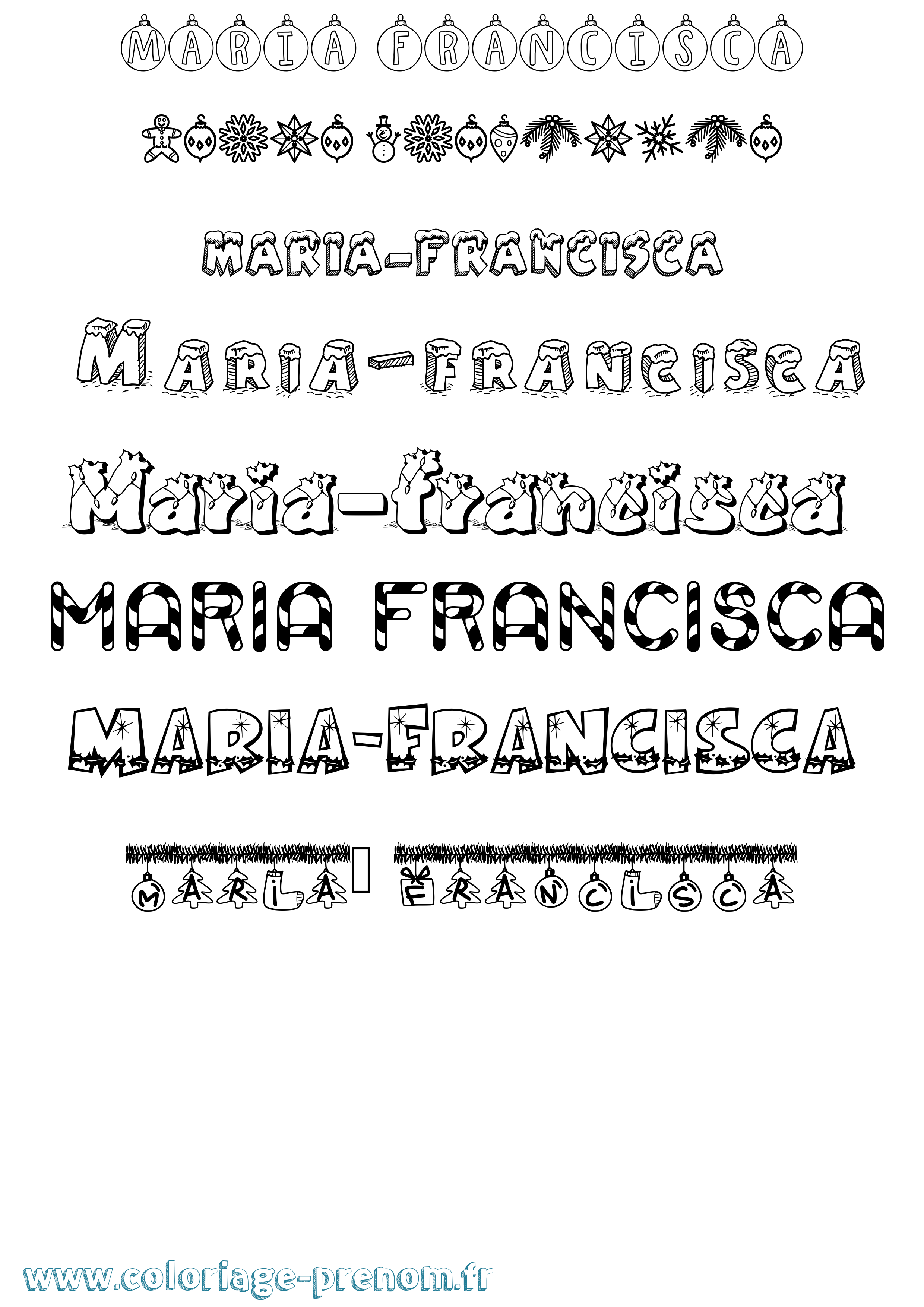 Coloriage Maria-Francisca Noël Coloriage prénom Maria-Francisca Noël