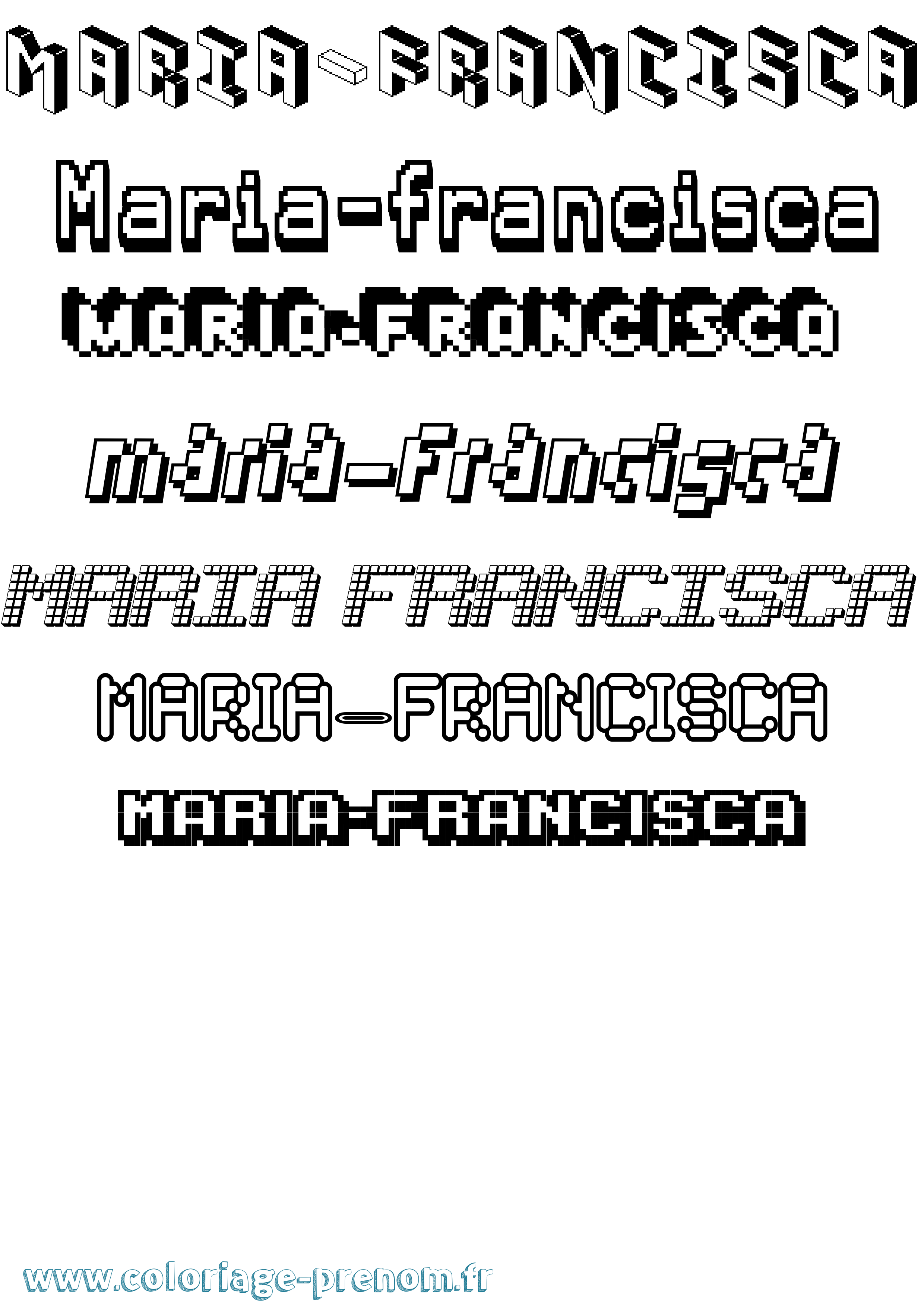 Coloriage Maria-Francisca Pixel Coloriage prénom Maria-Francisca Pixel