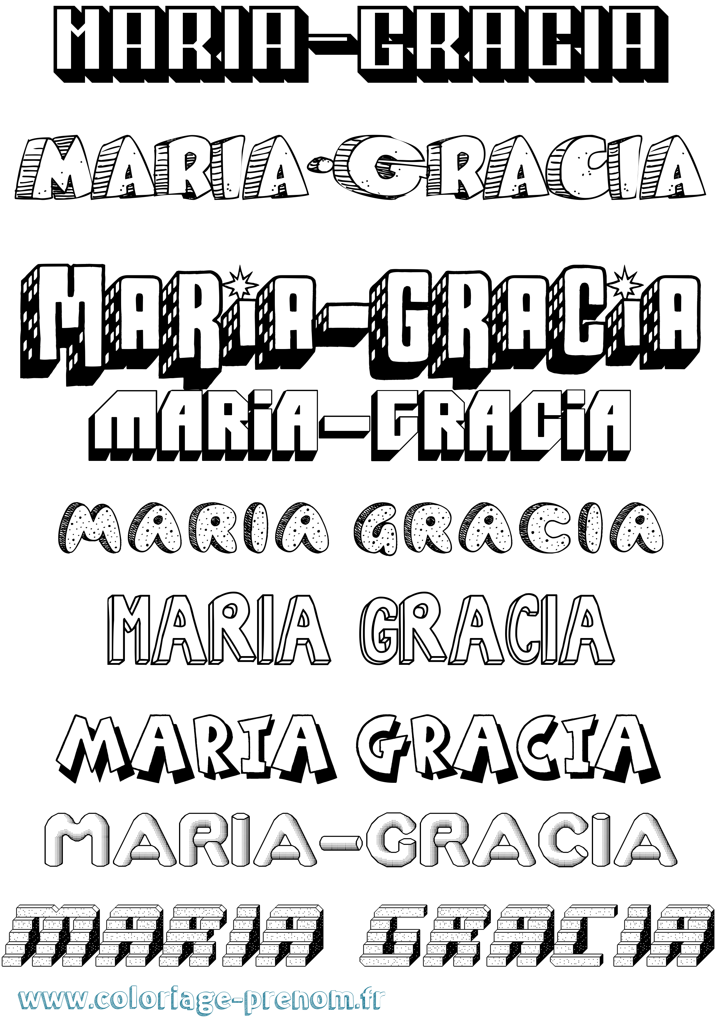 Coloriage Maria-Gracia Effet 3D Coloriage prénom Maria-Gracia Effet 3D