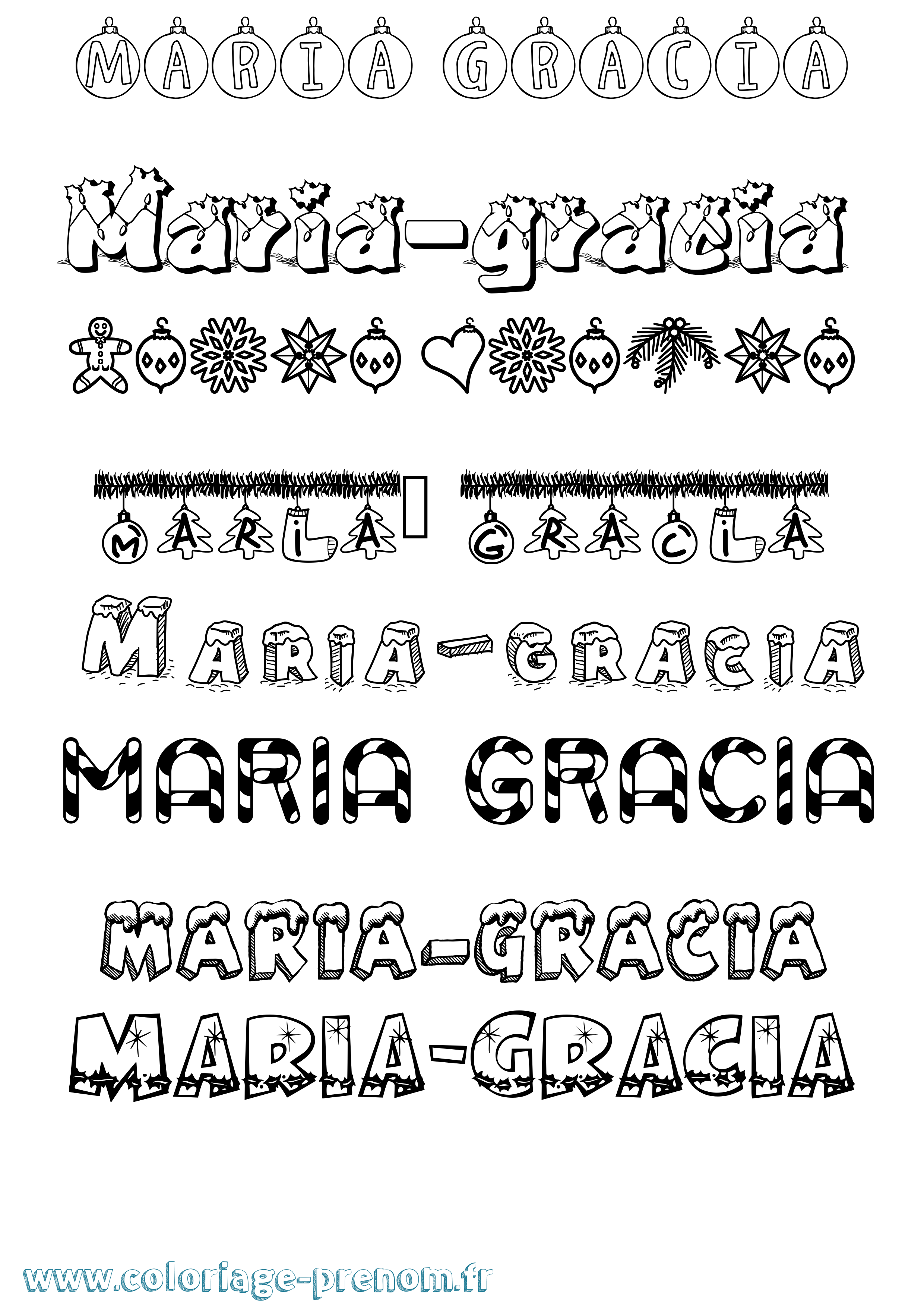 Coloriage Maria-Gracia Noël Coloriage prénom Maria-Gracia Noël