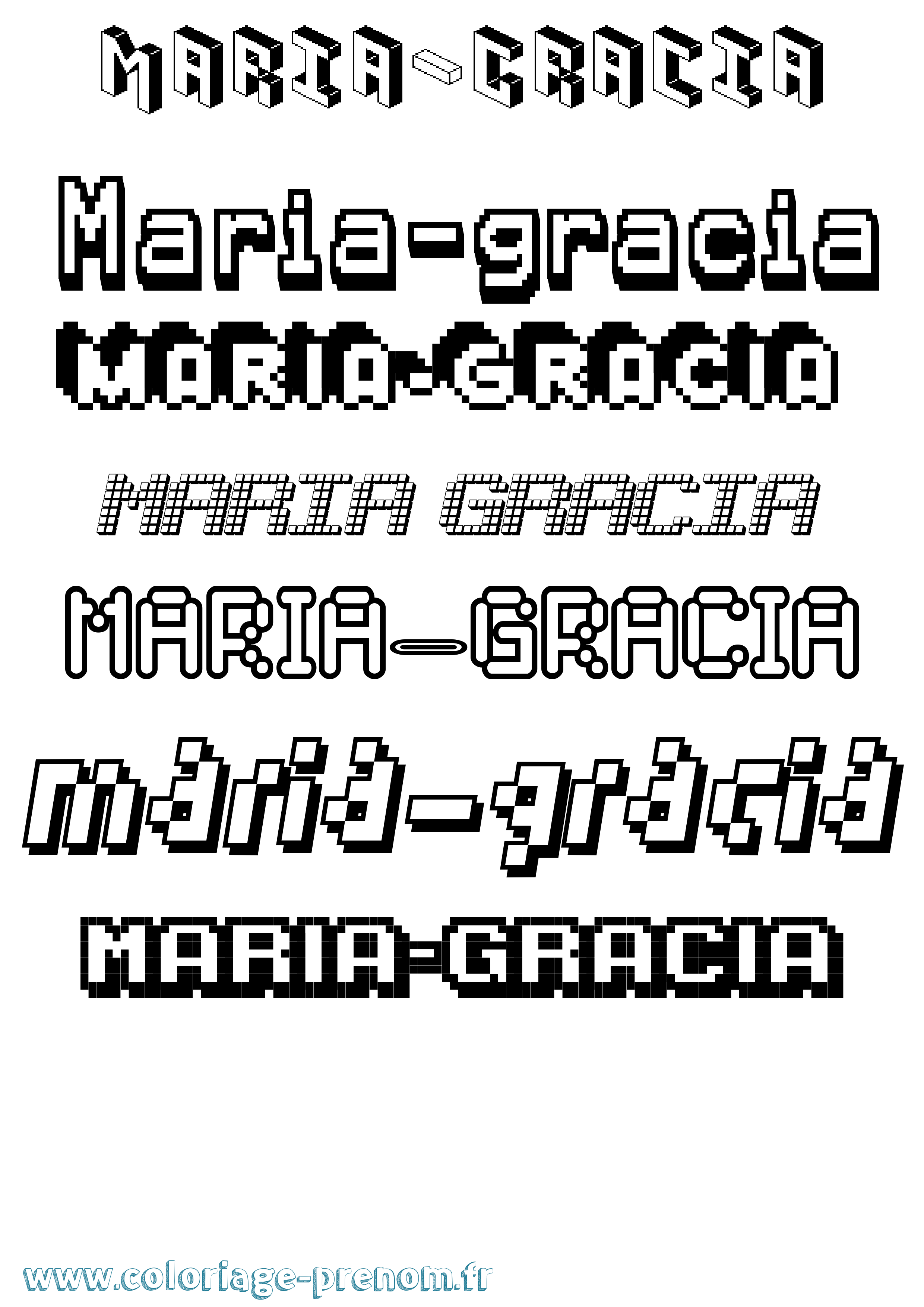Coloriage Maria-Gracia Pixel Coloriage prénom Maria-Gracia Pixel