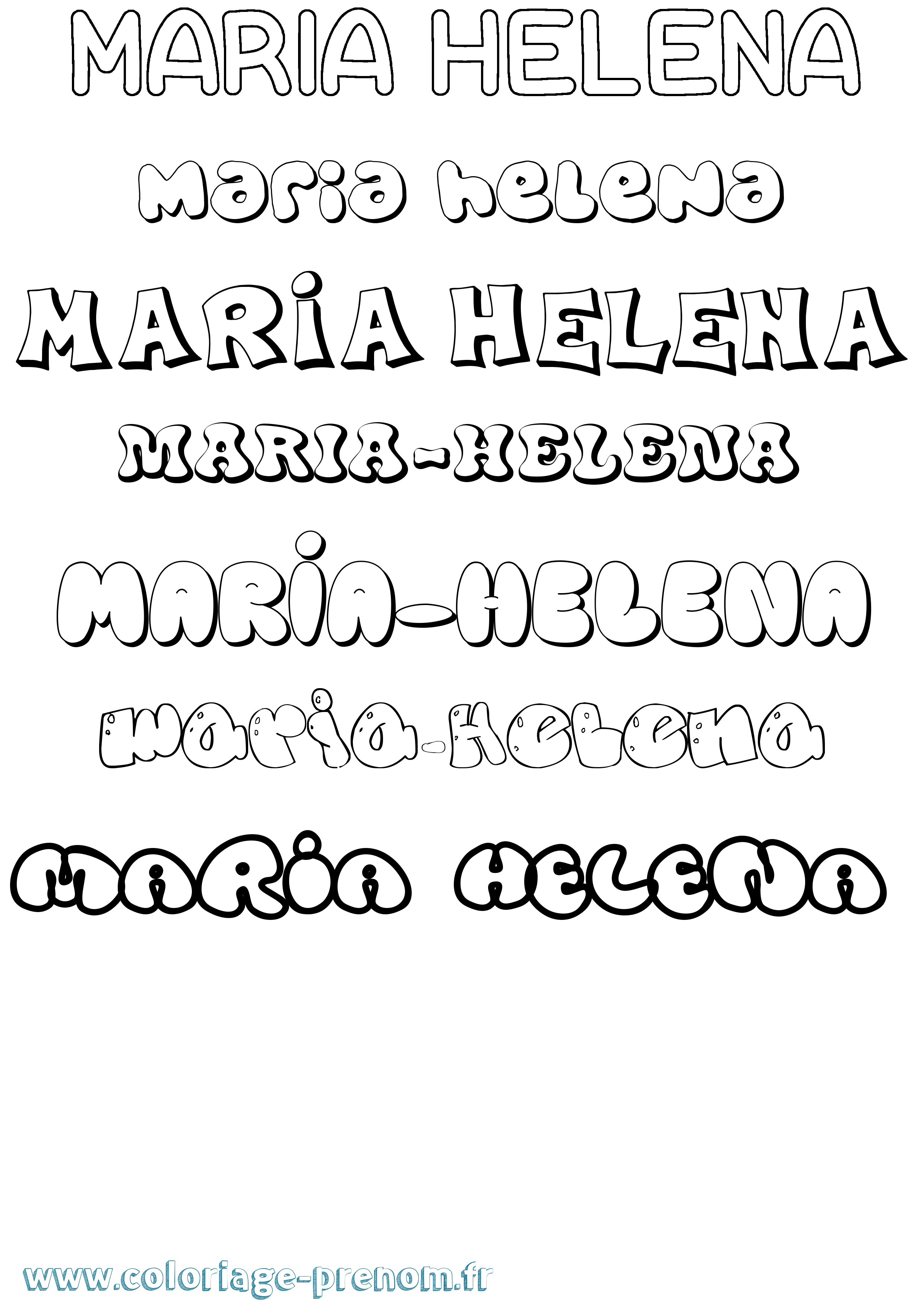 Coloriage Maria-Helena Bubble Coloriage prénom Maria-Helena Bubble
