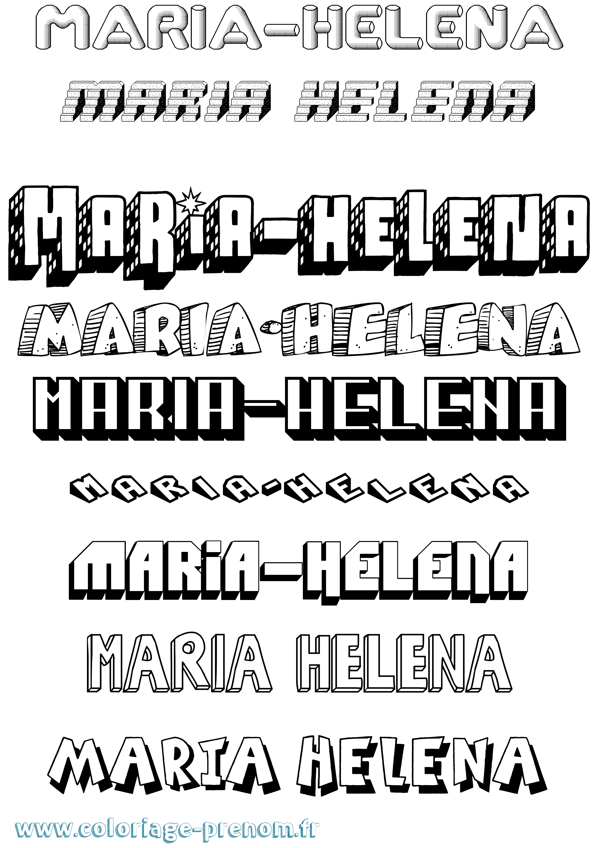 Coloriage Maria-Helena Effet 3D Coloriage prénom Maria-Helena Effet 3D