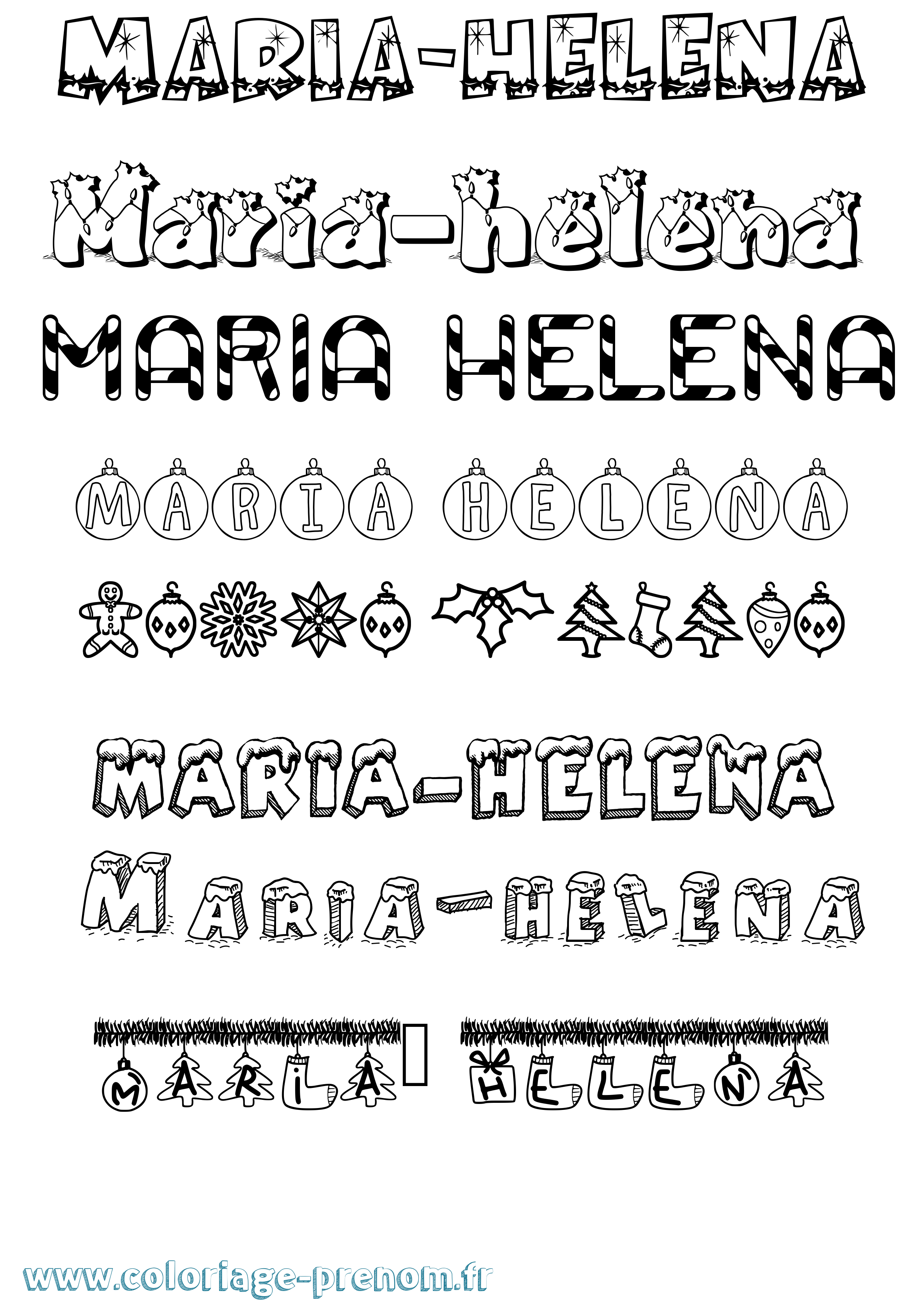 Coloriage Maria-Helena Noël Coloriage prénom Maria-Helena Noël