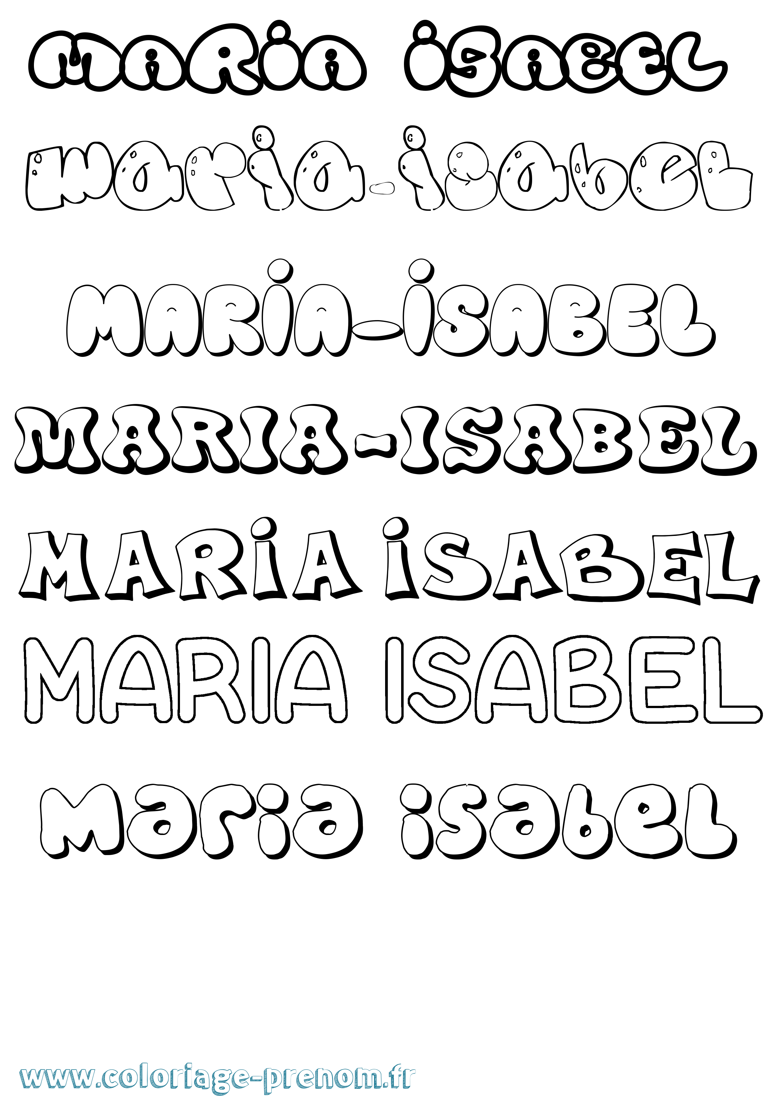 Coloriage Maria-Isabel Bubble Coloriage prénom Maria-Isabel Bubble