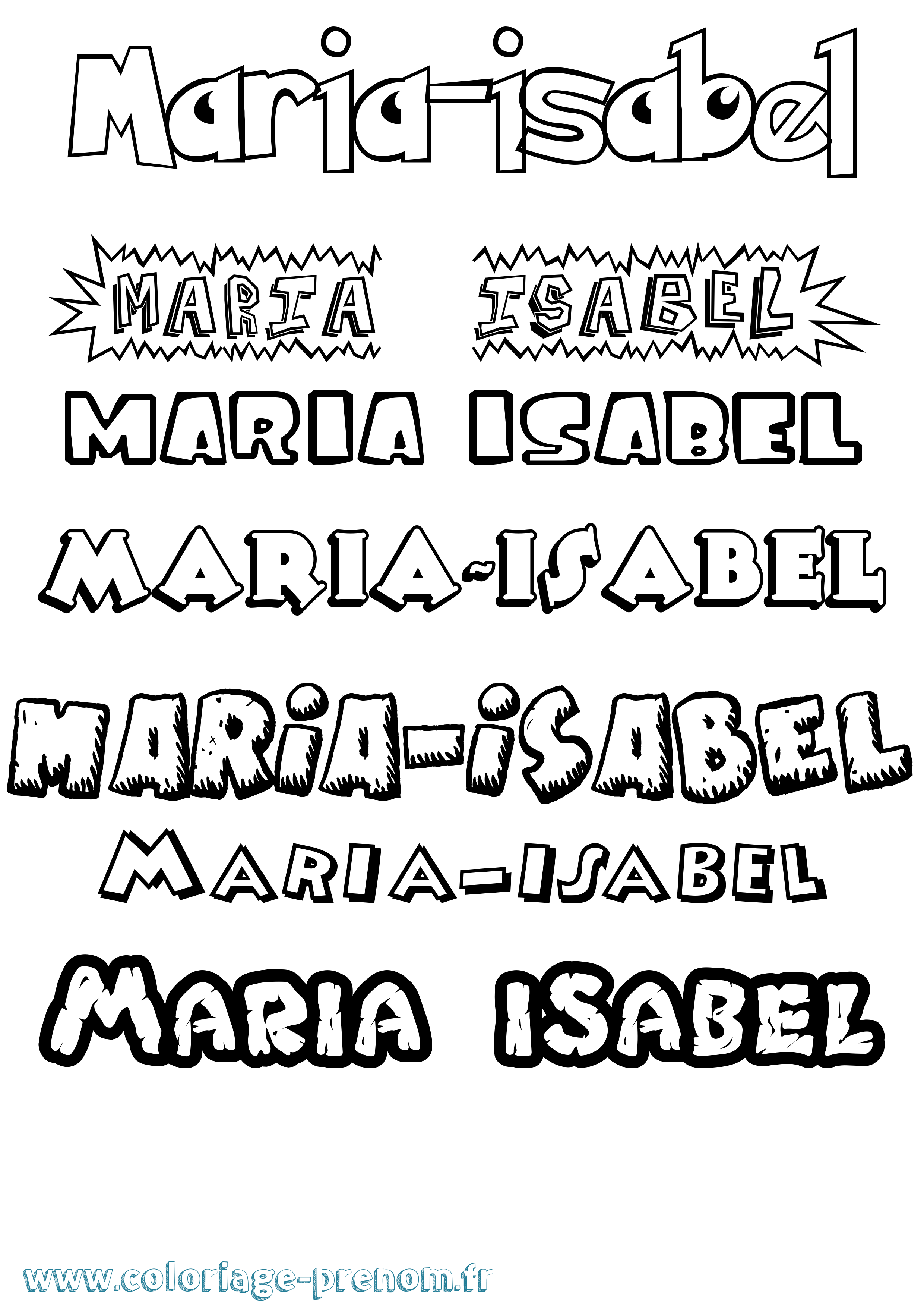 Coloriage Maria-Isabel Dessin Animé Coloriage prénom Maria-Isabel Dessin Animé