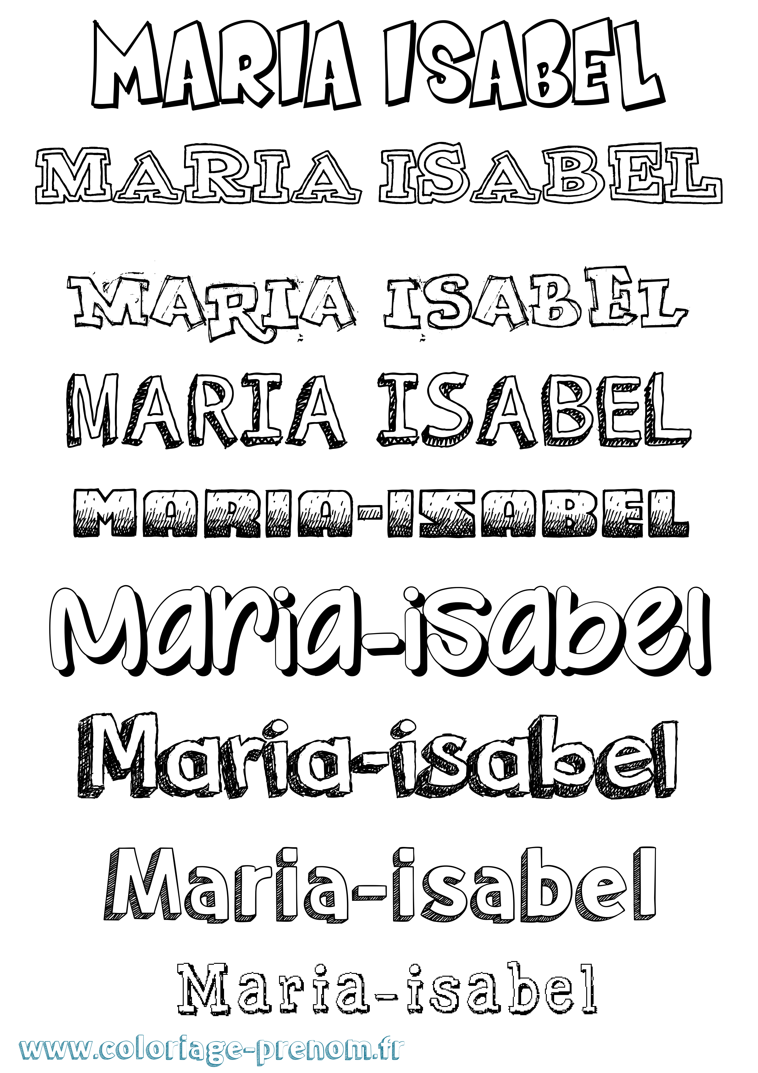 Coloriage Maria-Isabel Dessiné Coloriage prénom Maria-Isabel Dessiné