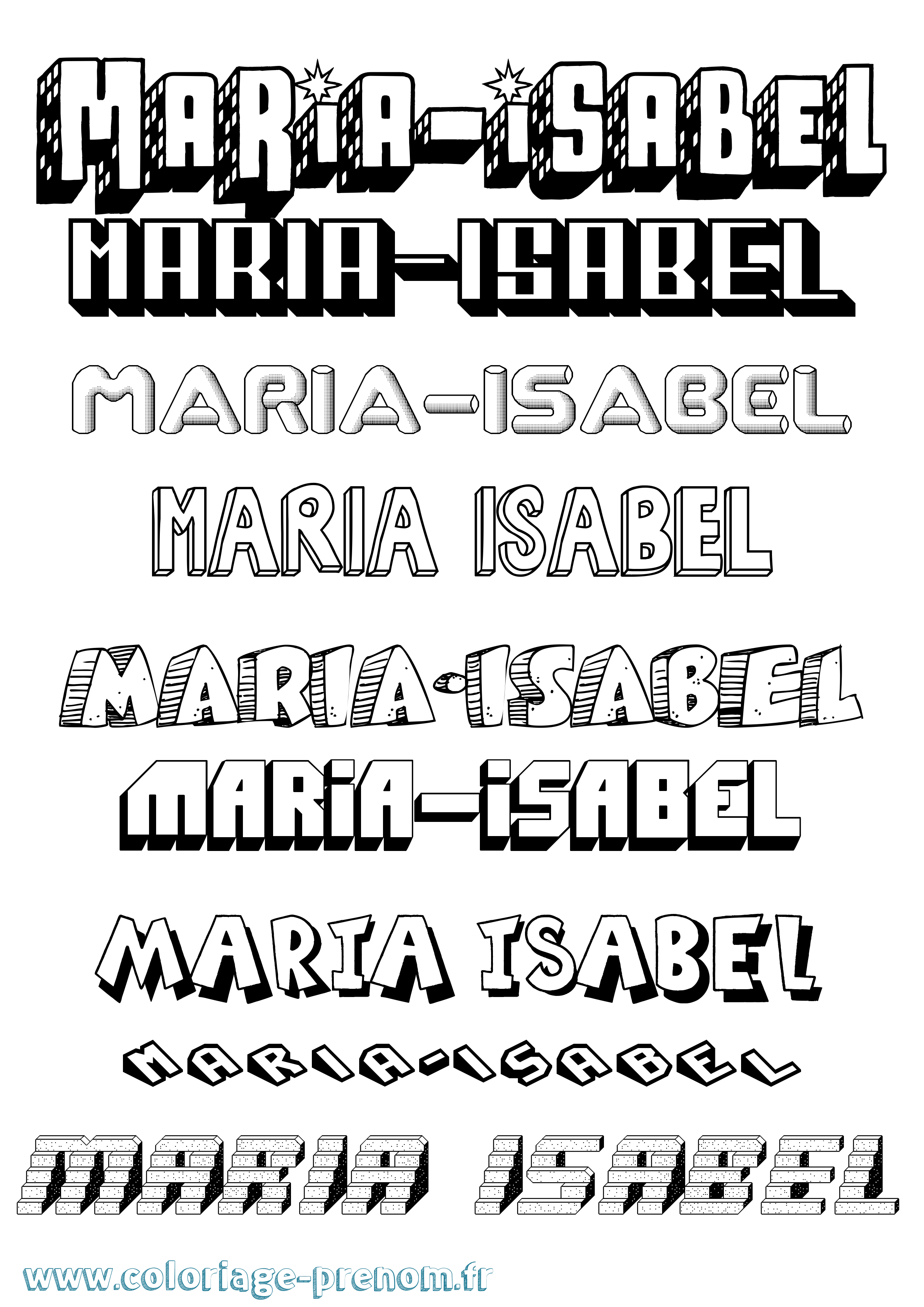 Coloriage Maria-Isabel Effet 3D Coloriage prénom Maria-Isabel Effet 3D
