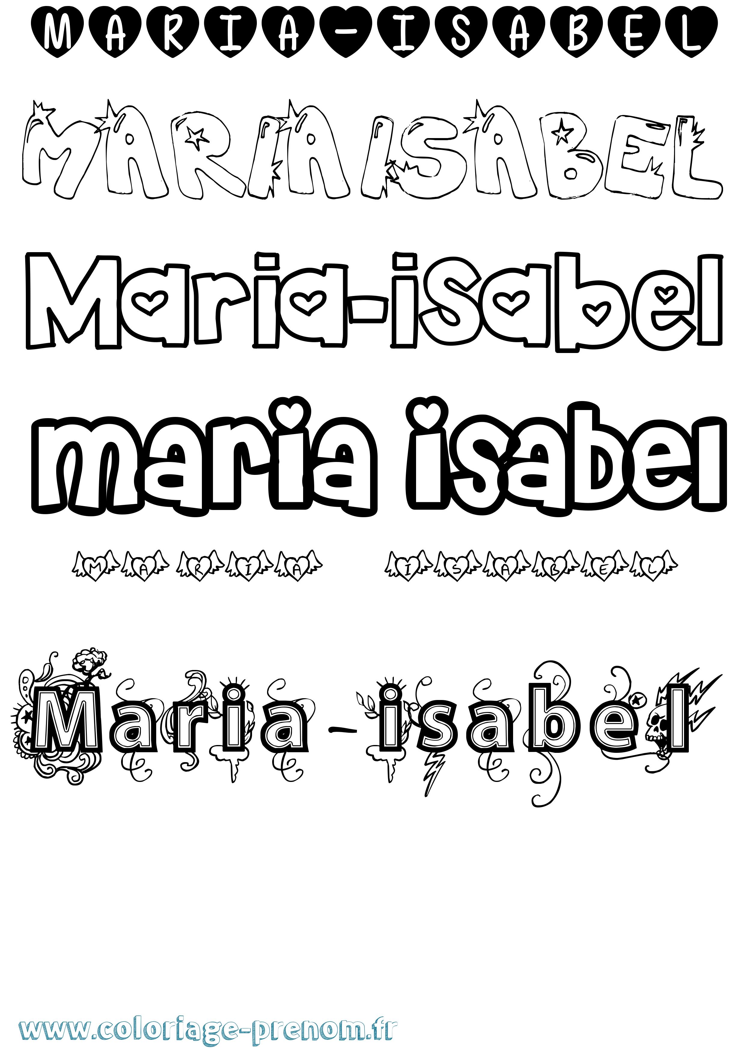 Coloriage Maria-Isabel Girly Coloriage prénom Maria-Isabel Girly