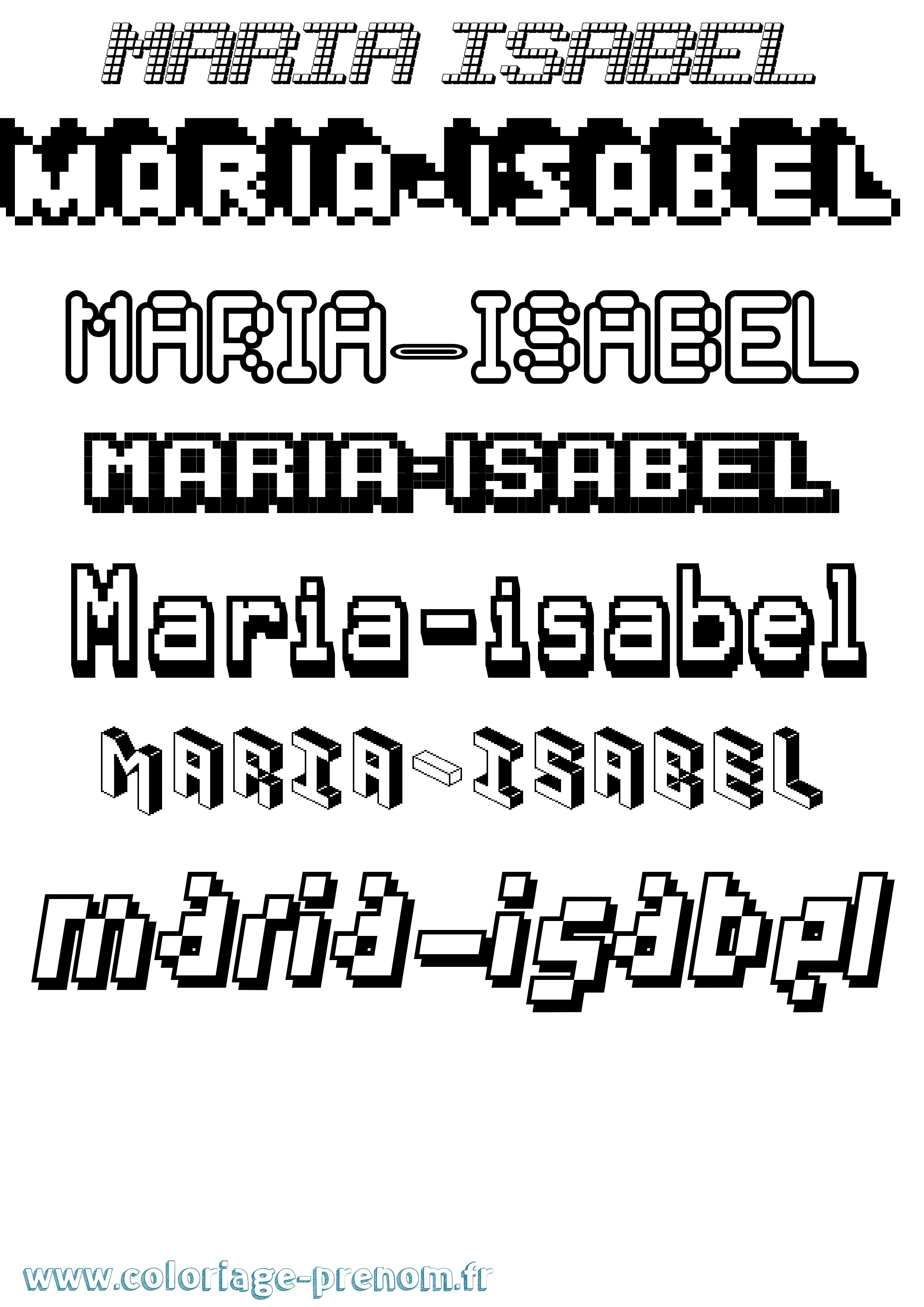 Coloriage Maria-Isabel Pixel Coloriage prénom Maria-Isabel Pixel