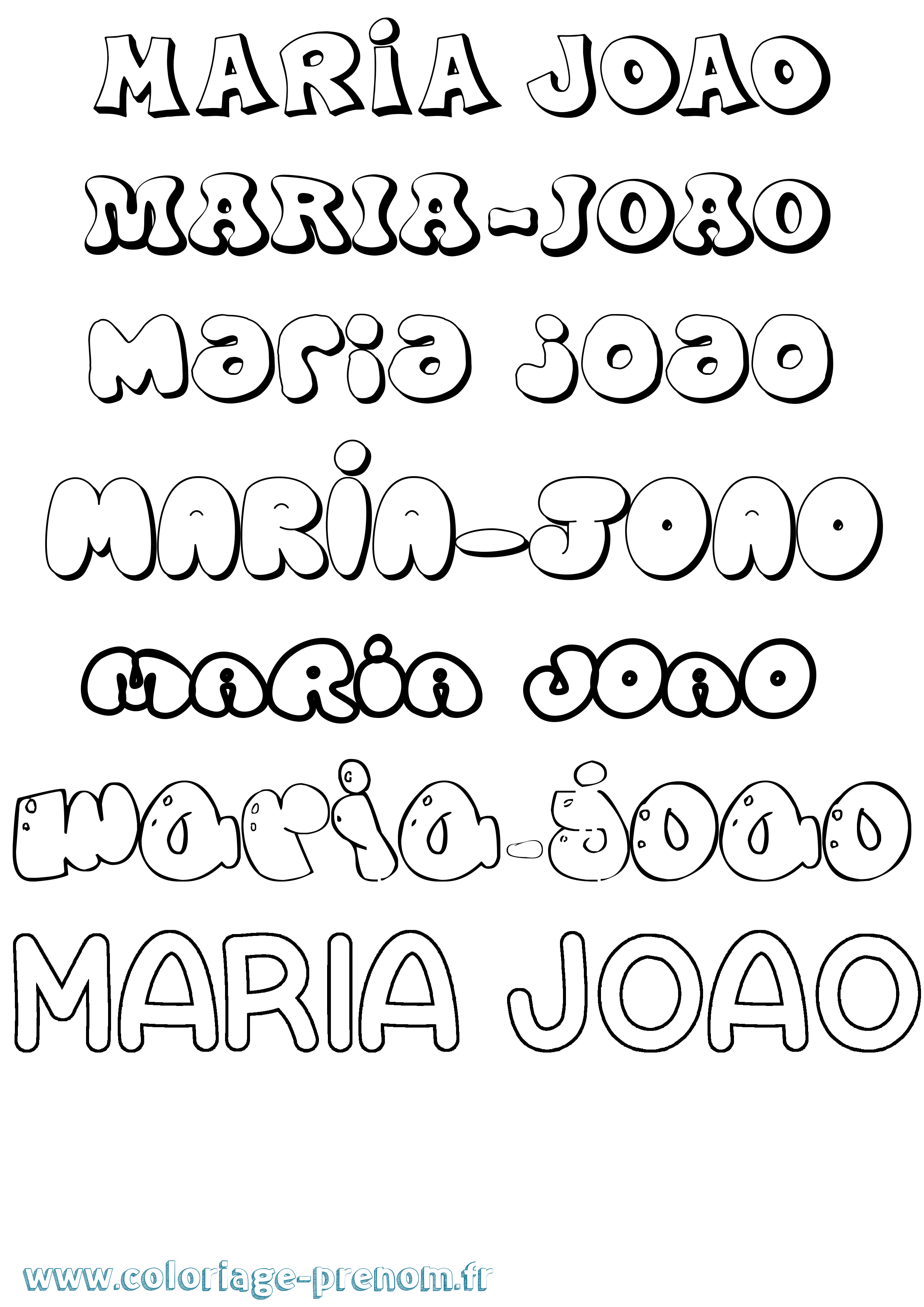 Coloriage Maria-Joao Bubble Coloriage prénom Maria-Joao Bubble