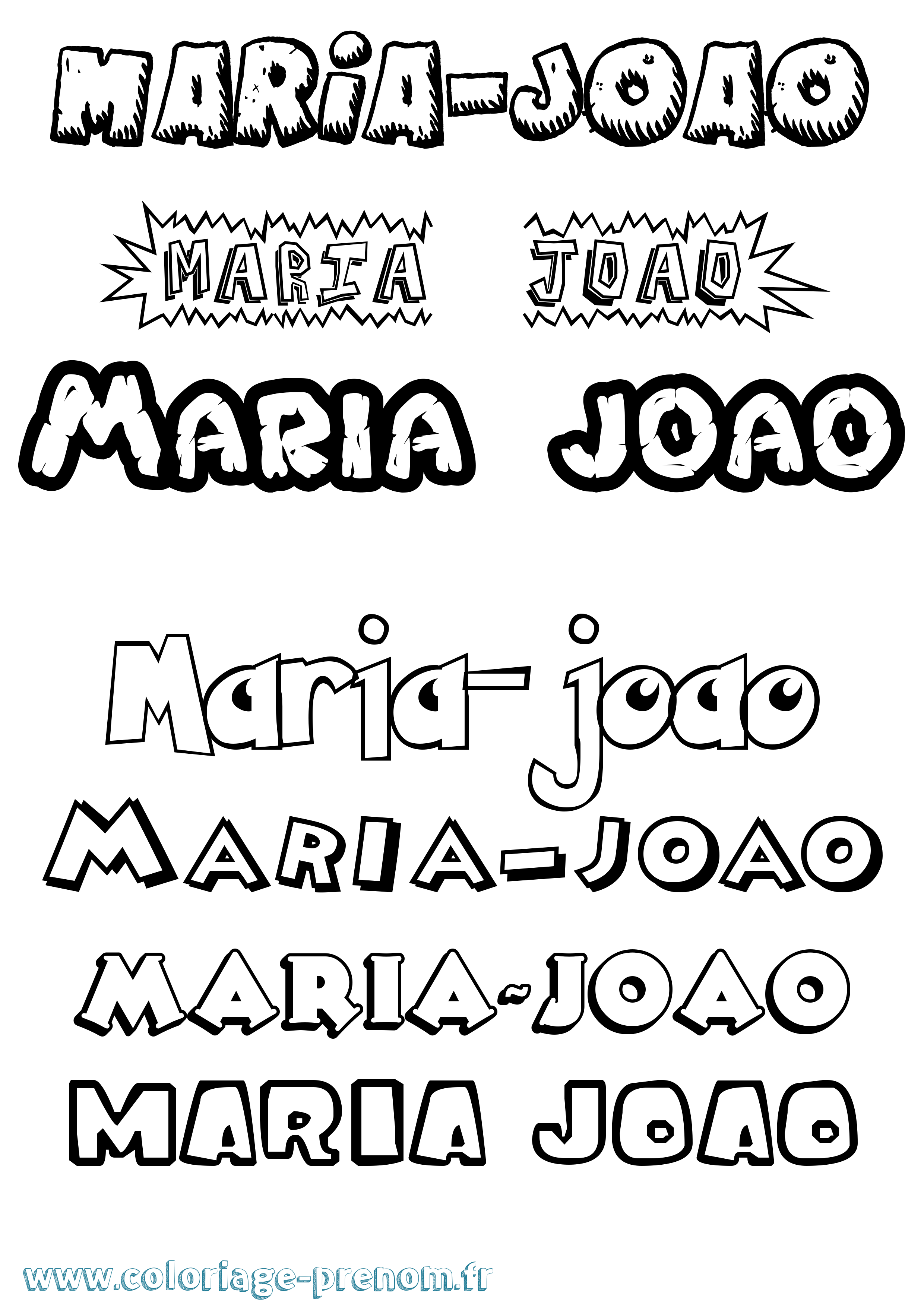 Coloriage Maria-Joao Dessin Animé Coloriage prénom Maria-Joao Dessin Animé