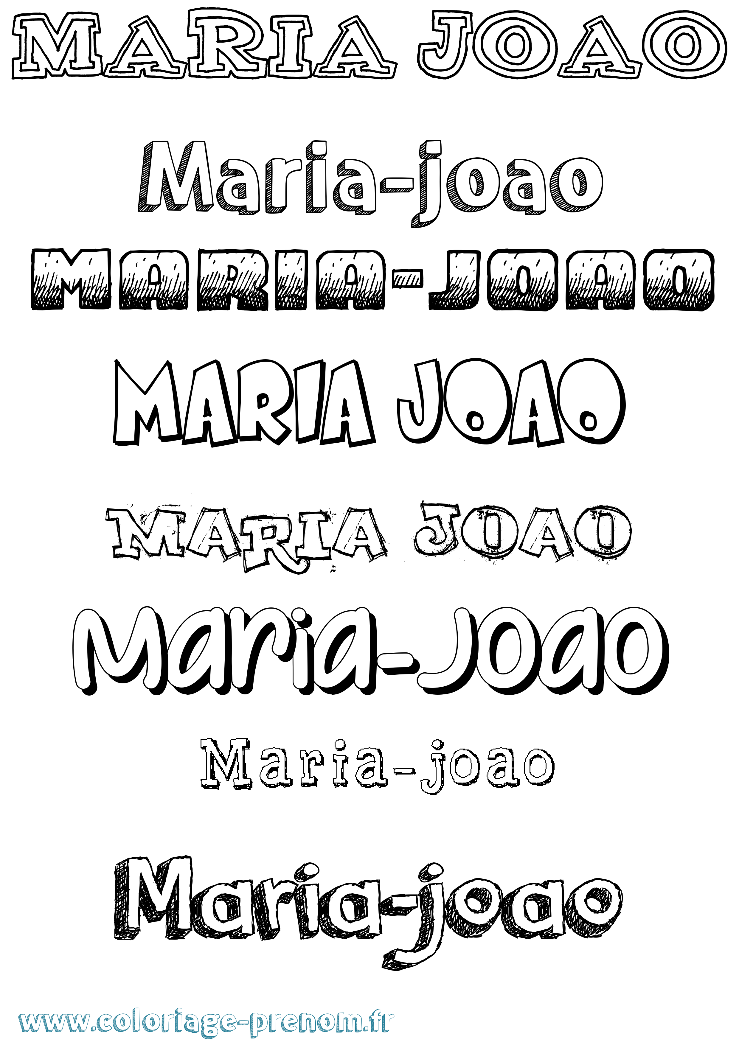 Coloriage Maria-Joao Dessiné Coloriage prénom Maria-Joao Dessiné