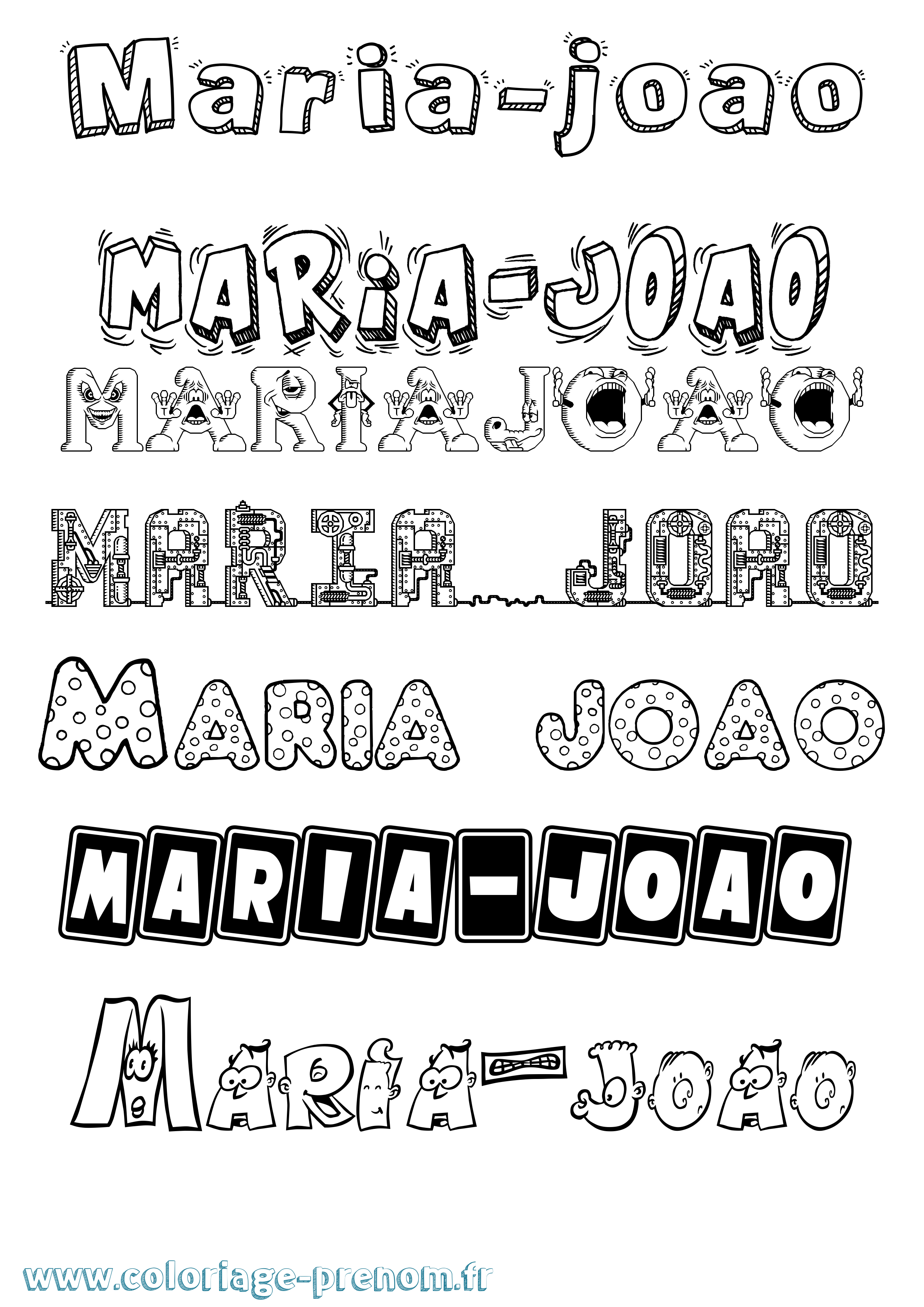 Coloriage Maria-Joao Fun Coloriage prénom Maria-Joao Fun