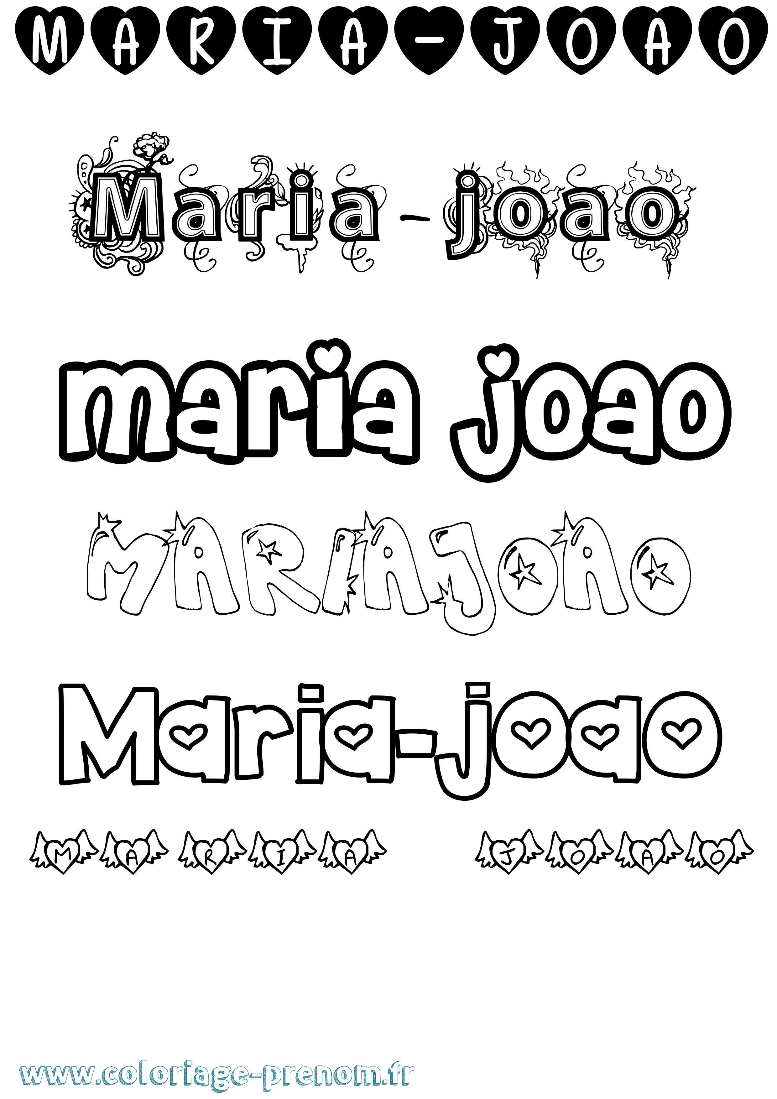 Coloriage Maria-Joao Girly Coloriage prénom Maria-Joao Girly