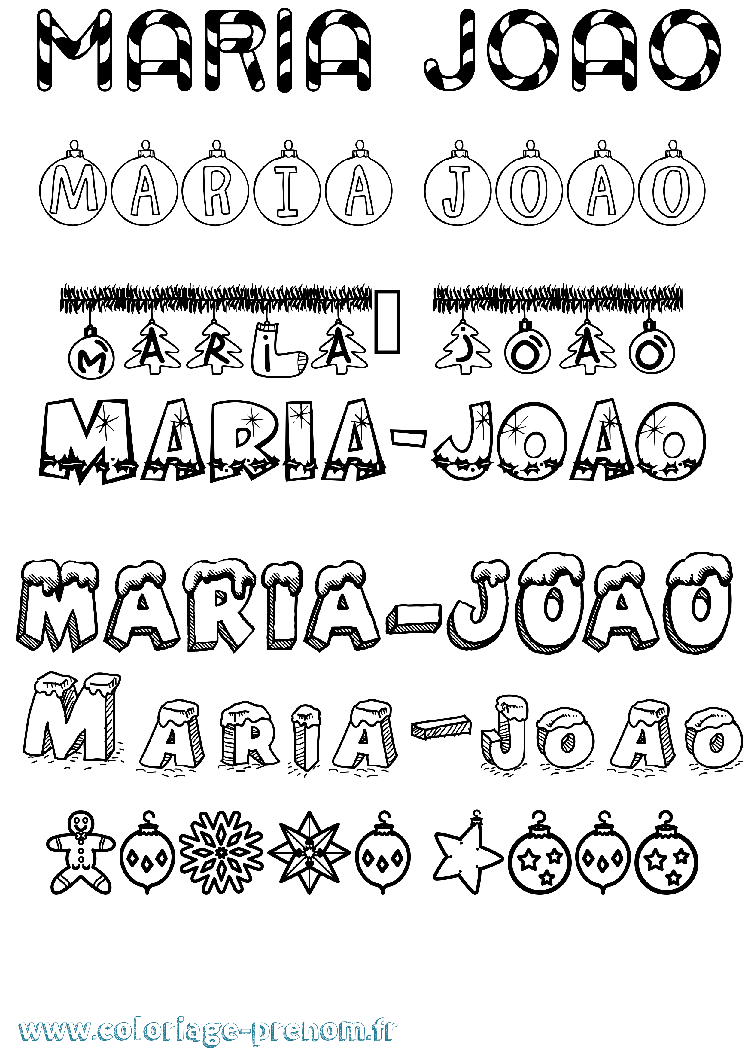 Coloriage Maria-Joao Noël Coloriage prénom Maria-Joao Noël