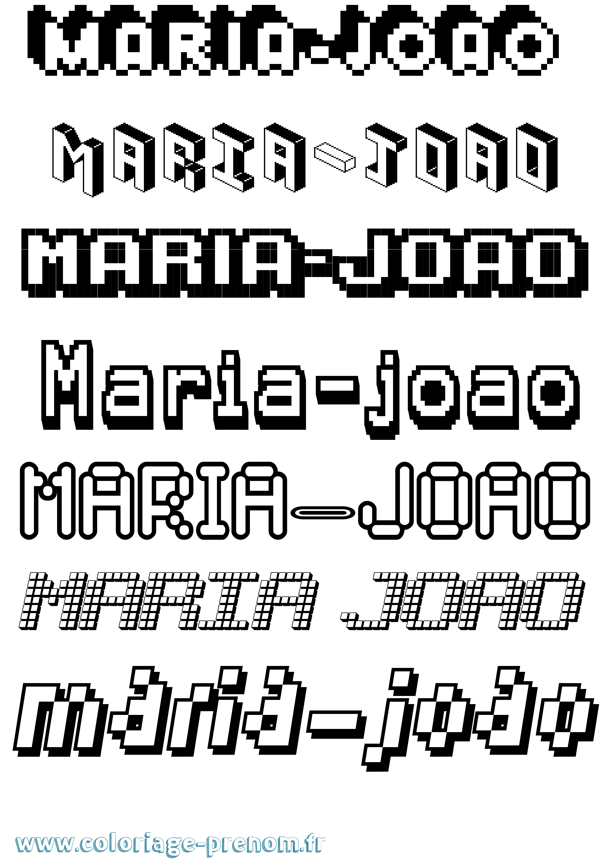 Coloriage Maria-Joao Pixel Coloriage prénom Maria-Joao Pixel