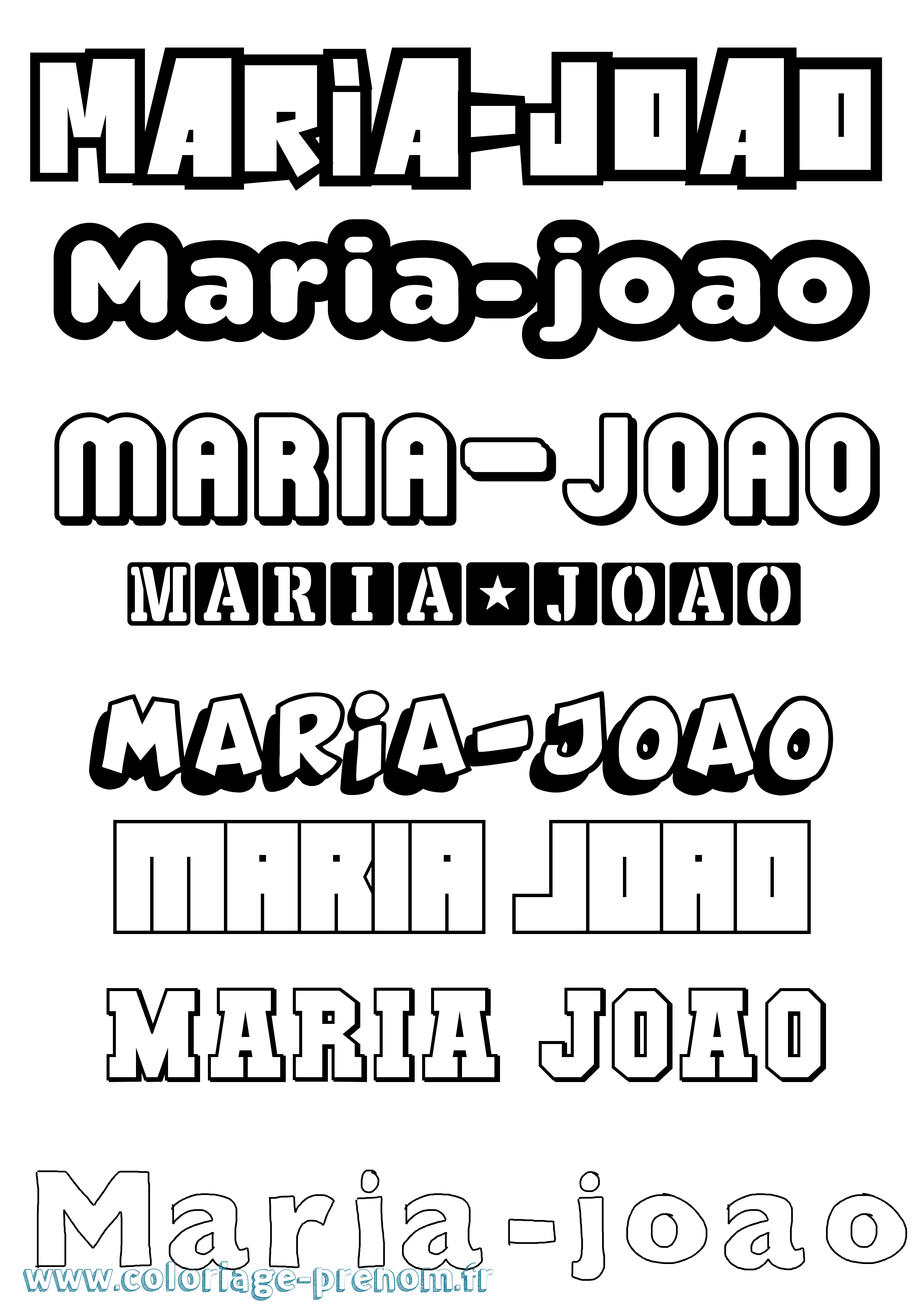 Coloriage Maria-Joao Simple Coloriage prénom Maria-Joao Simple