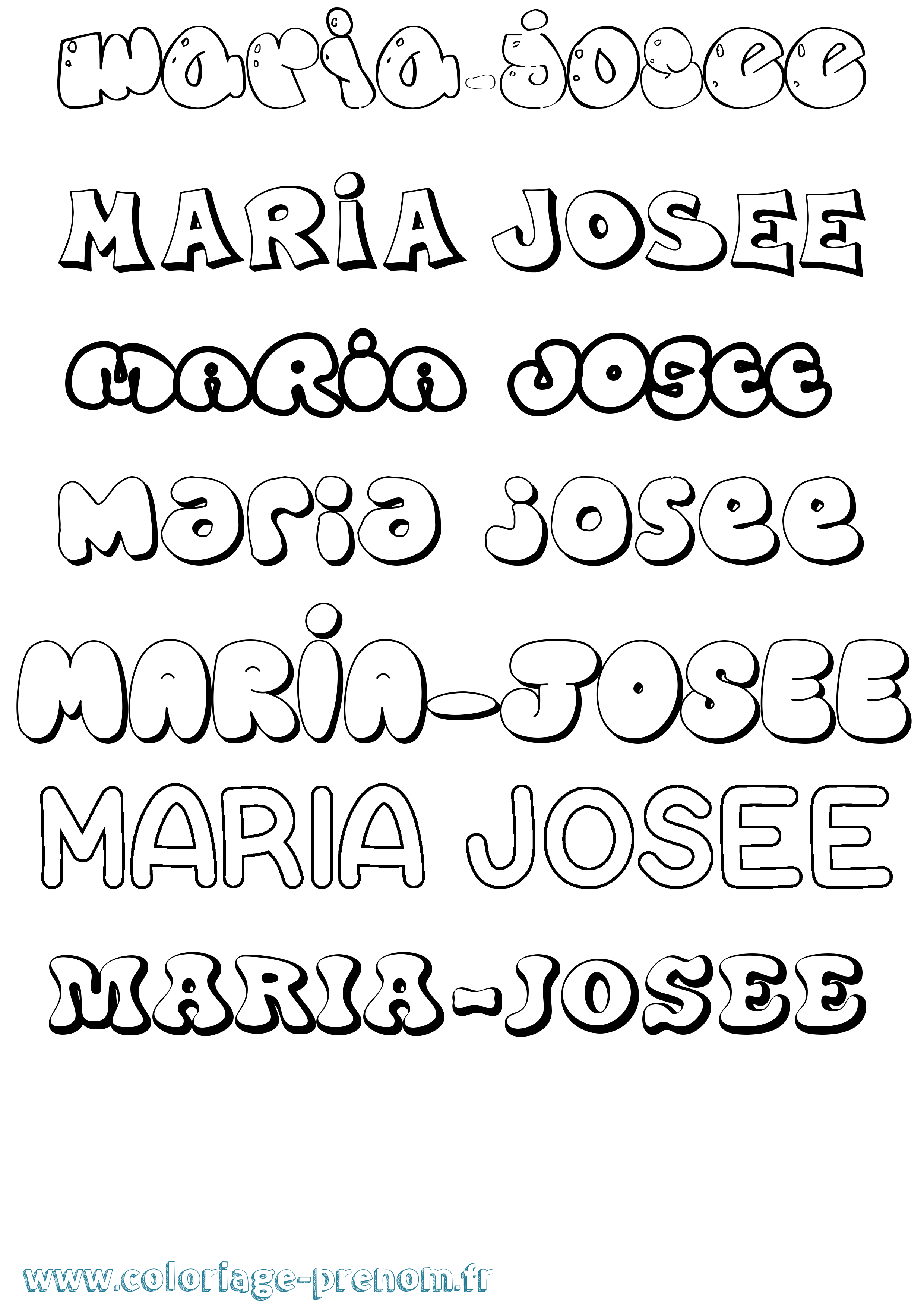 Coloriage Maria-Josee Bubble Coloriage prénom Maria-Josee Bubble